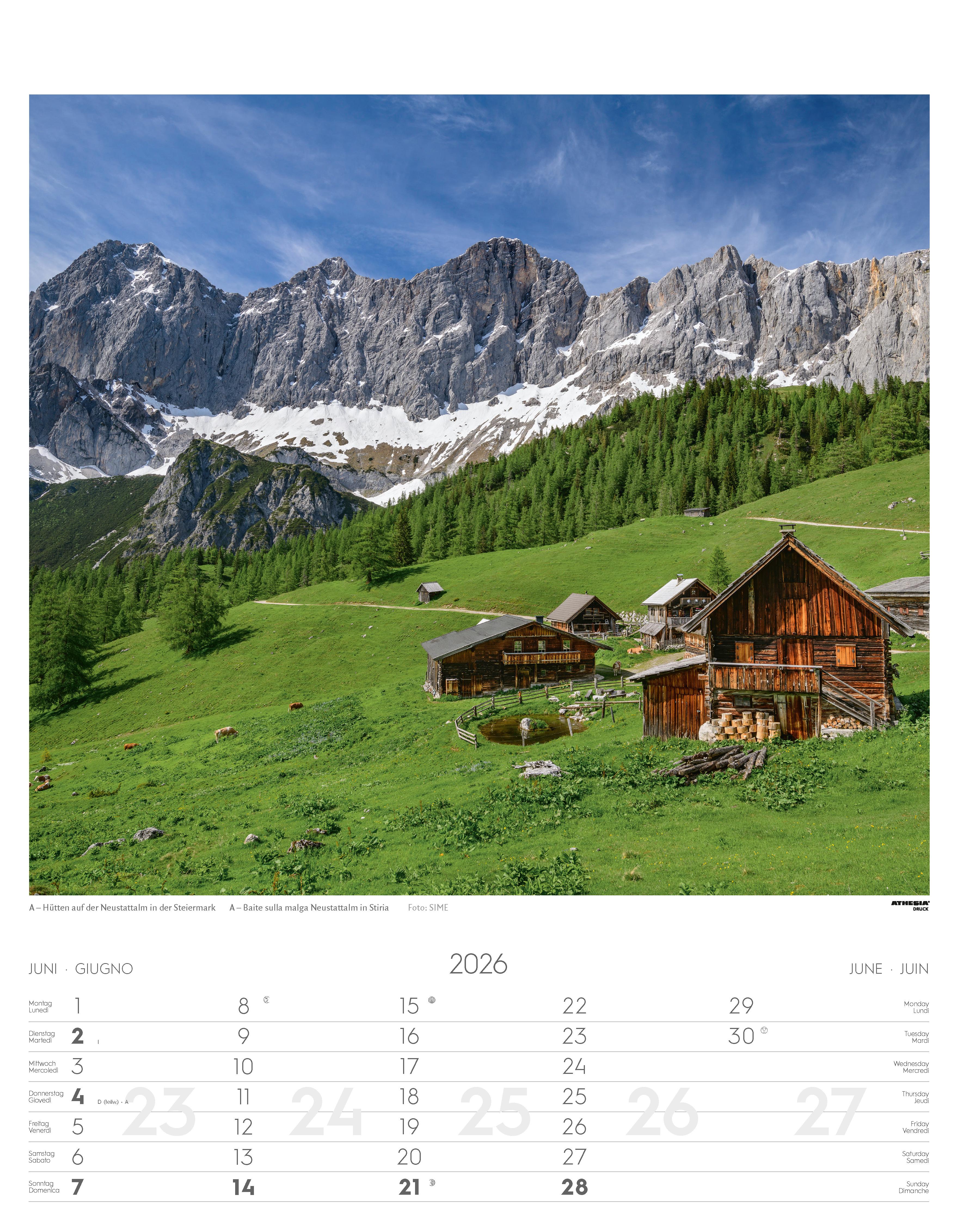 Beispielinhalt (Bild) Alpen Kalender 2026