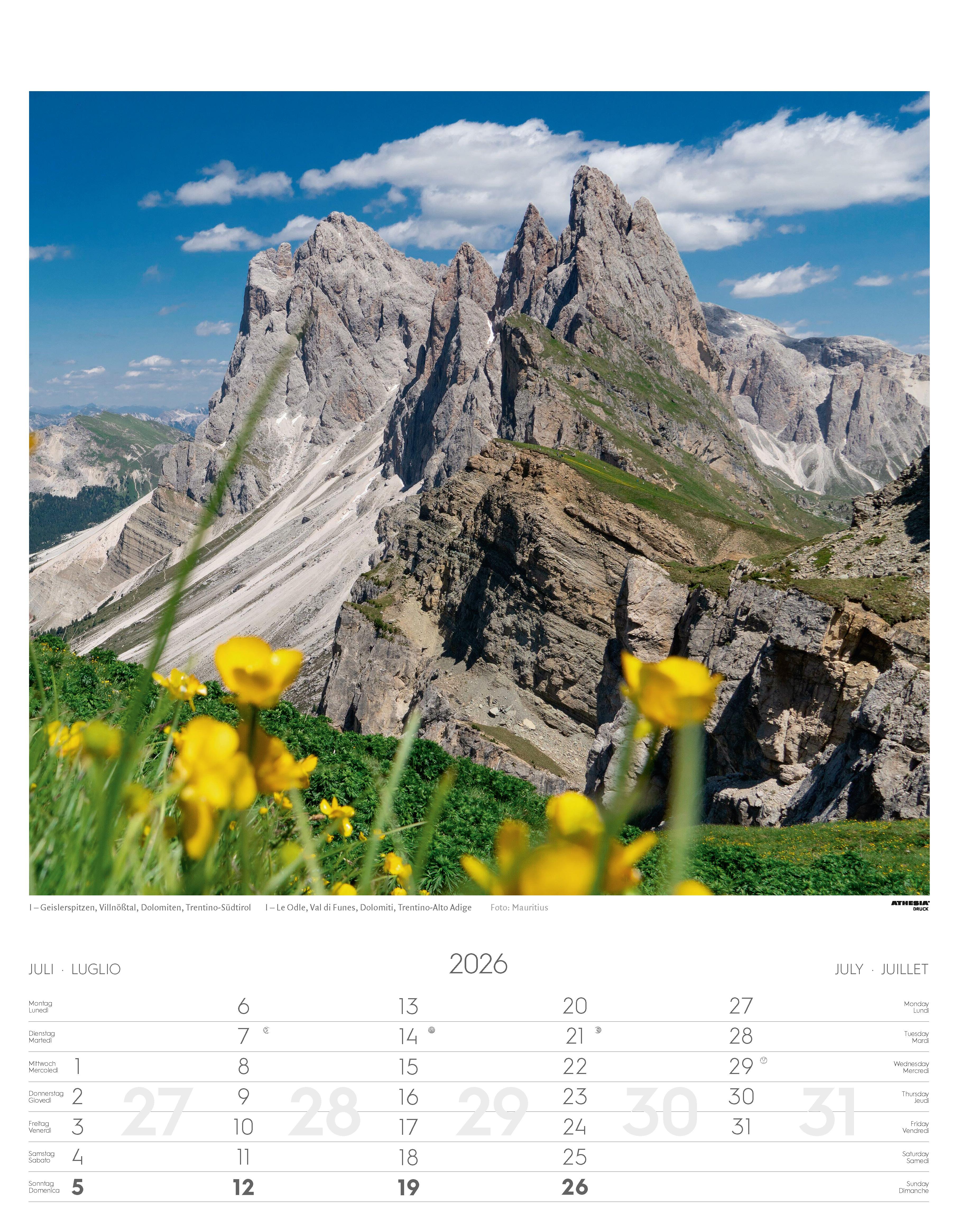Beispielinhalt (Bild) Alpen Kalender 2026