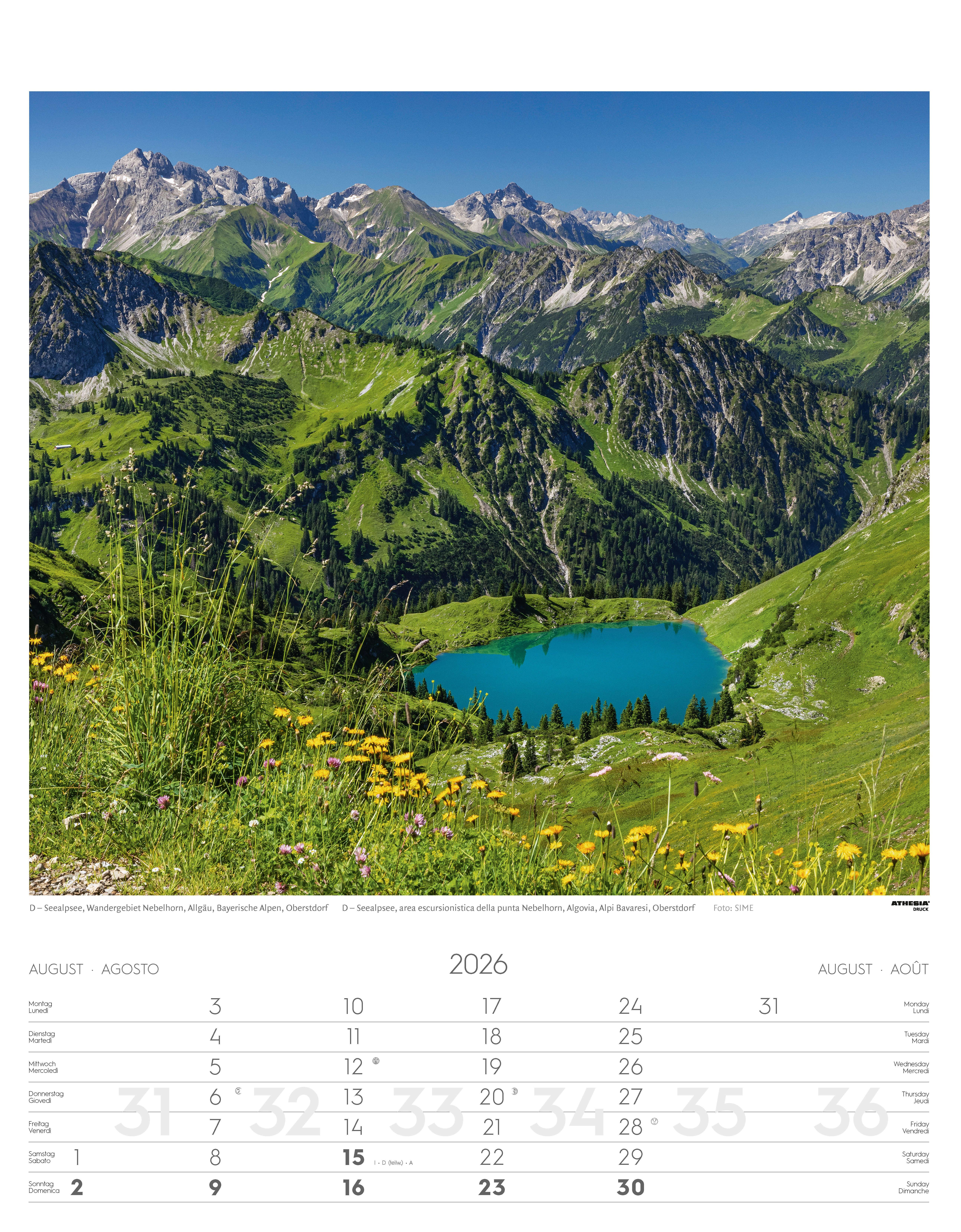 Beispielinhalt (Bild) Alpen Kalender 2026