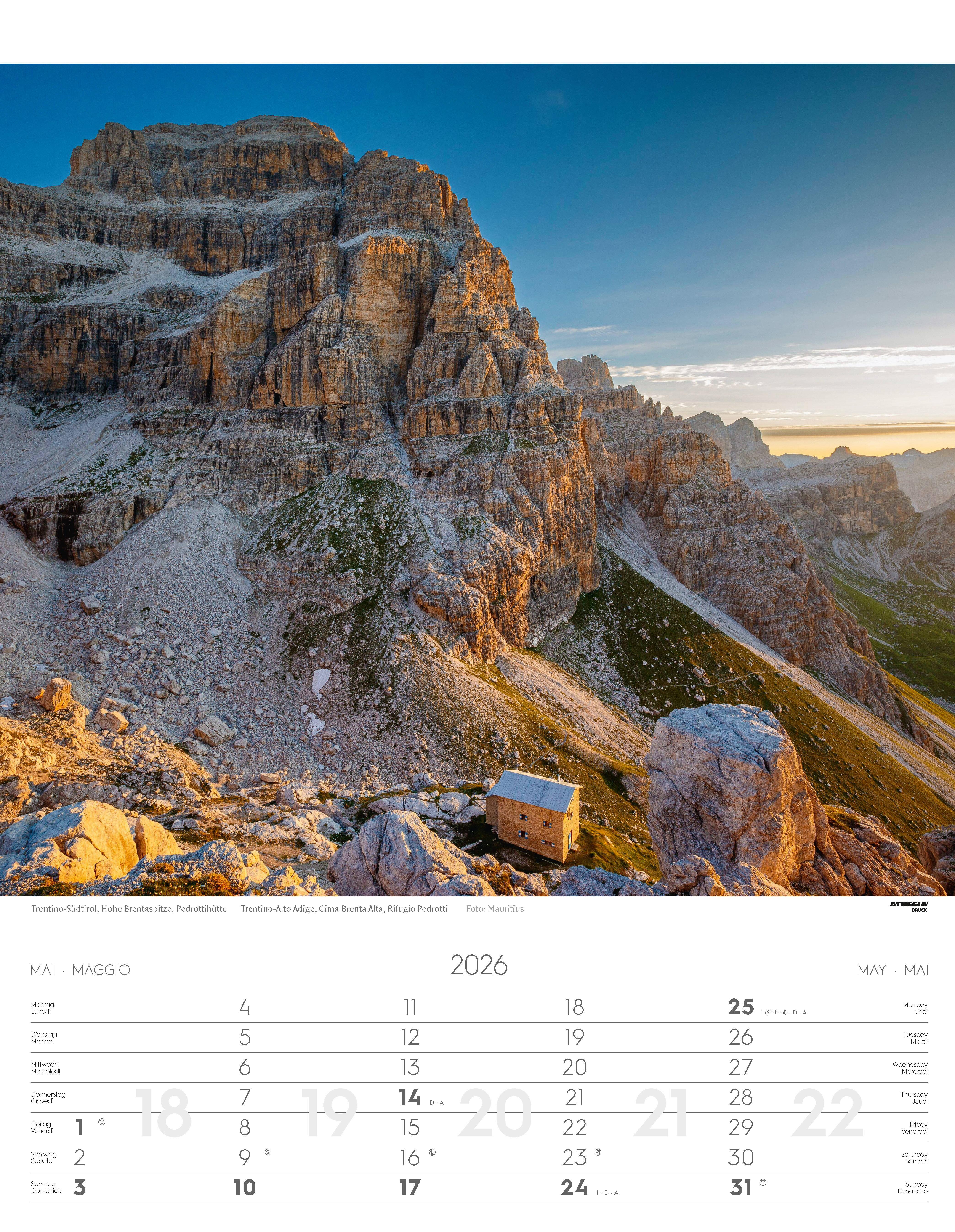 Beispielinhalt (Bild) Weltnaturerbe Dolomiten Kalender 2026