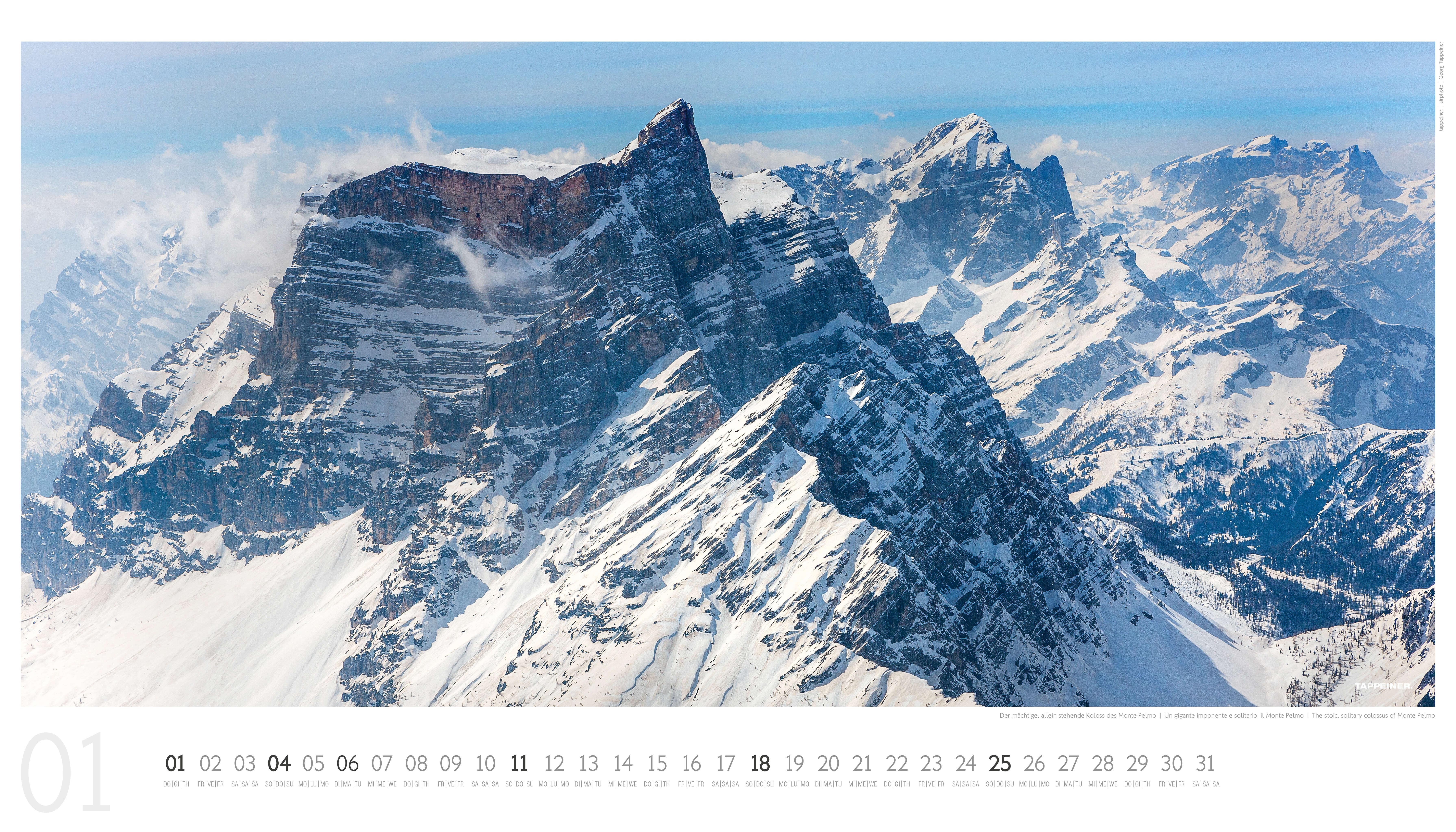 Beispielinhalt (Bild) Luftbildkalender Dolomiten 2026