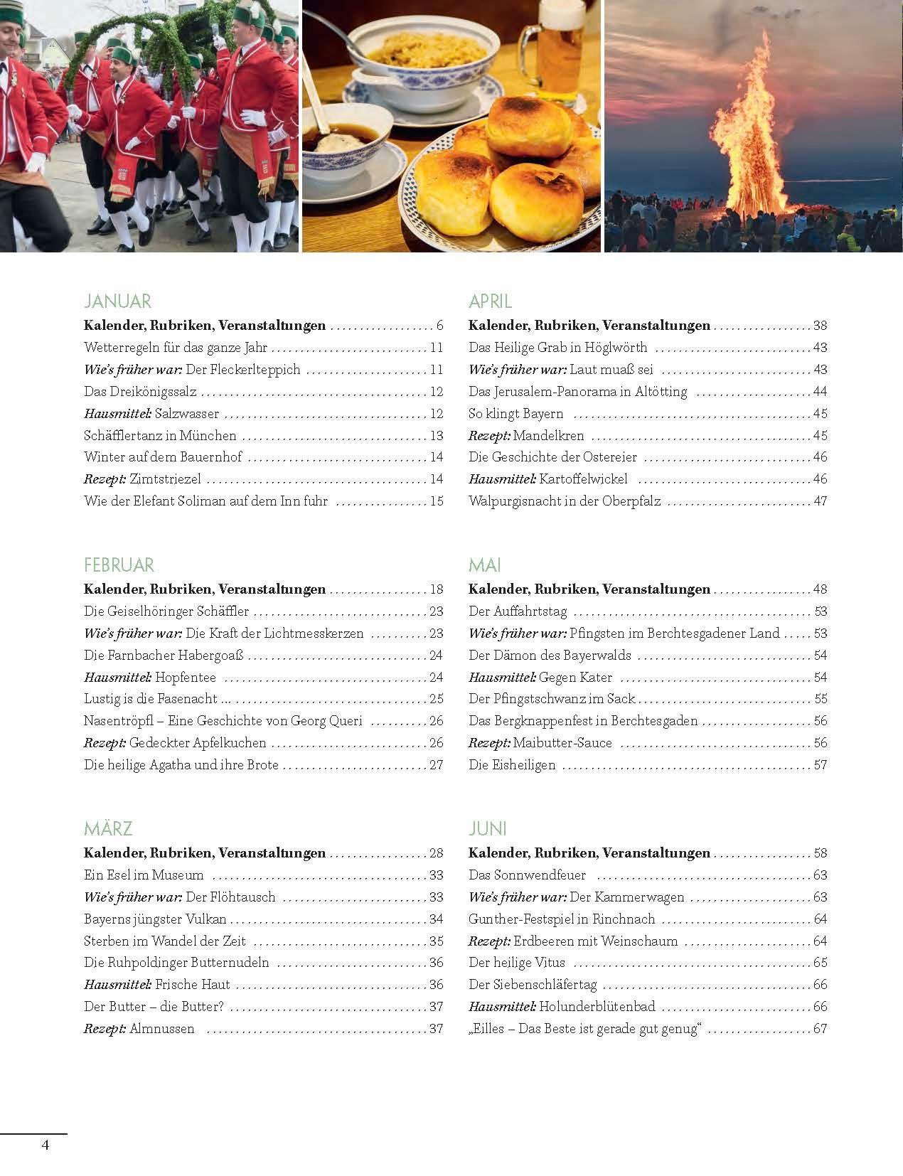 Beispielinhalt (Bild) Altbayerischer Festtags- und Brauchtumskalender 2026