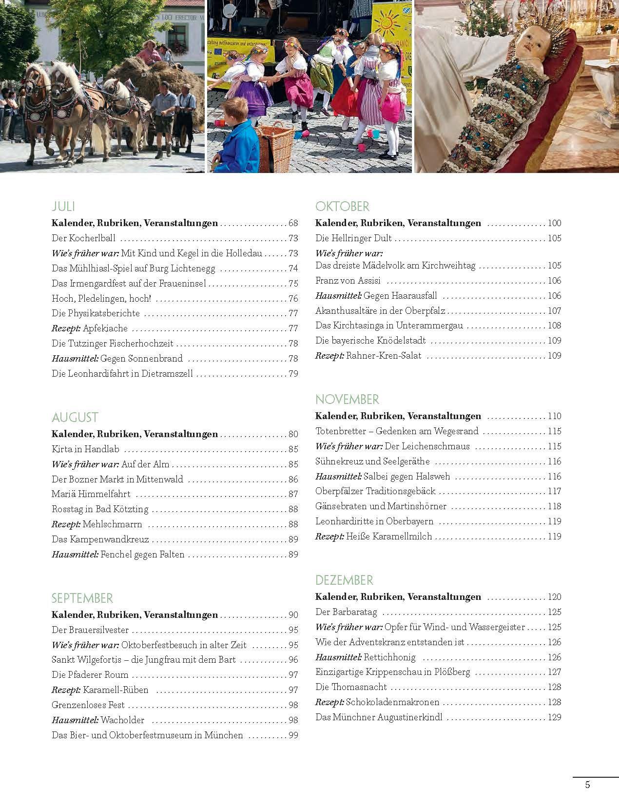 Beispielinhalt (Bild) Altbayerischer Festtags- und Brauchtumskalender 2026
