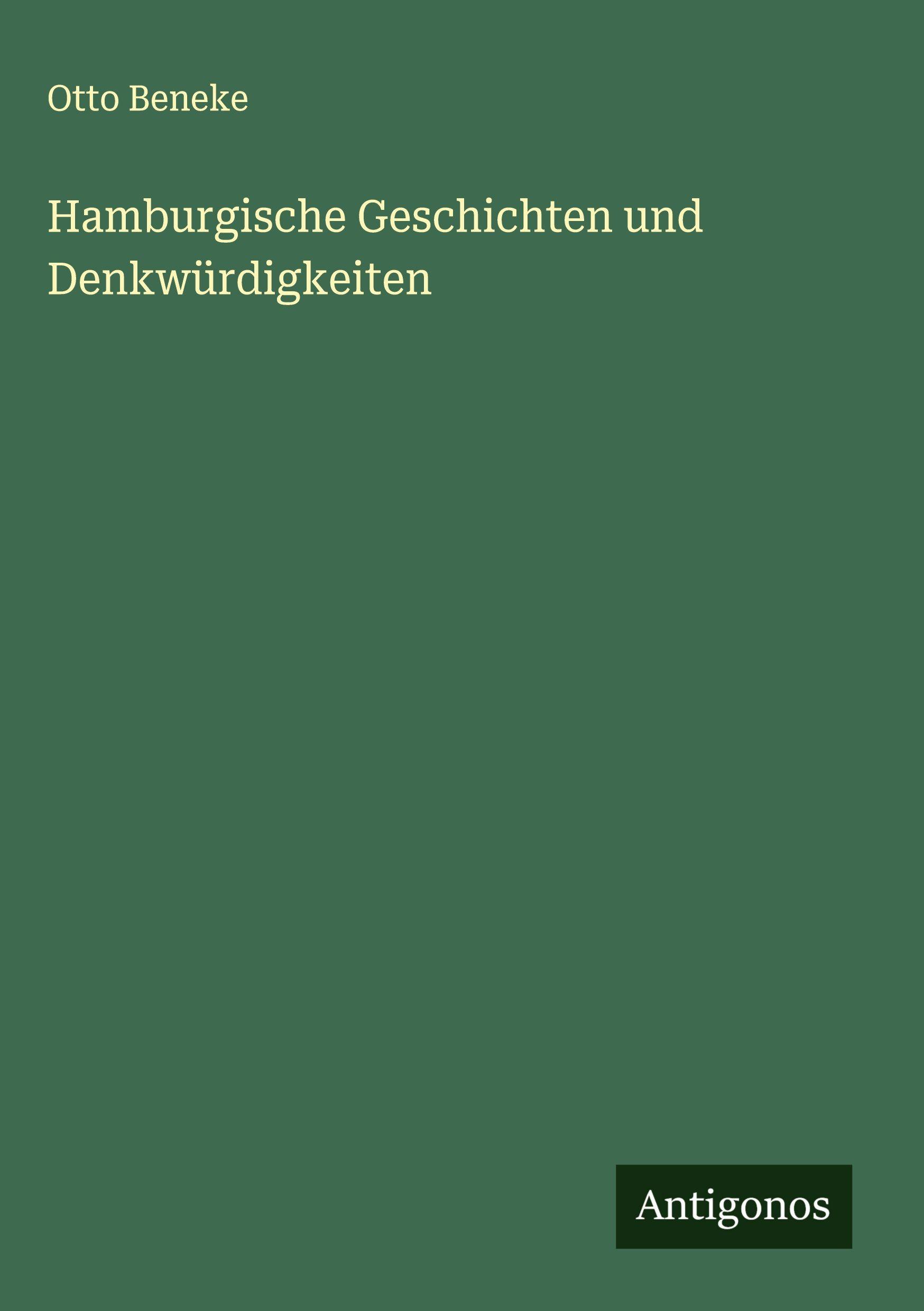 Vorderes Coverbild Hamburgische Geschichten und Denkwürdigkeiten