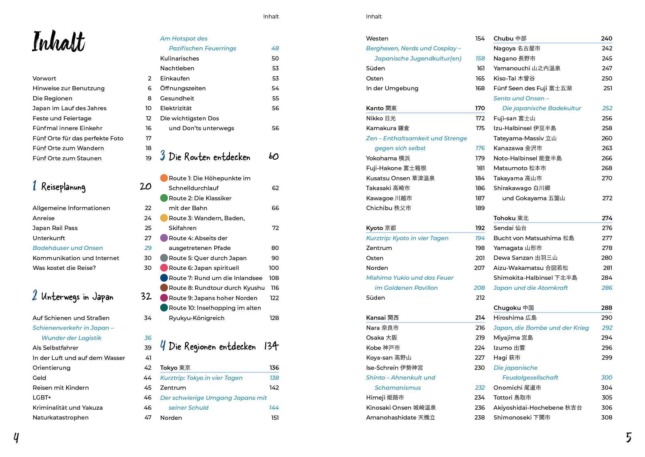 Beispielinhalt (Bild) Reiseführer Japan - Reiserouten, Highlights, Inspiration