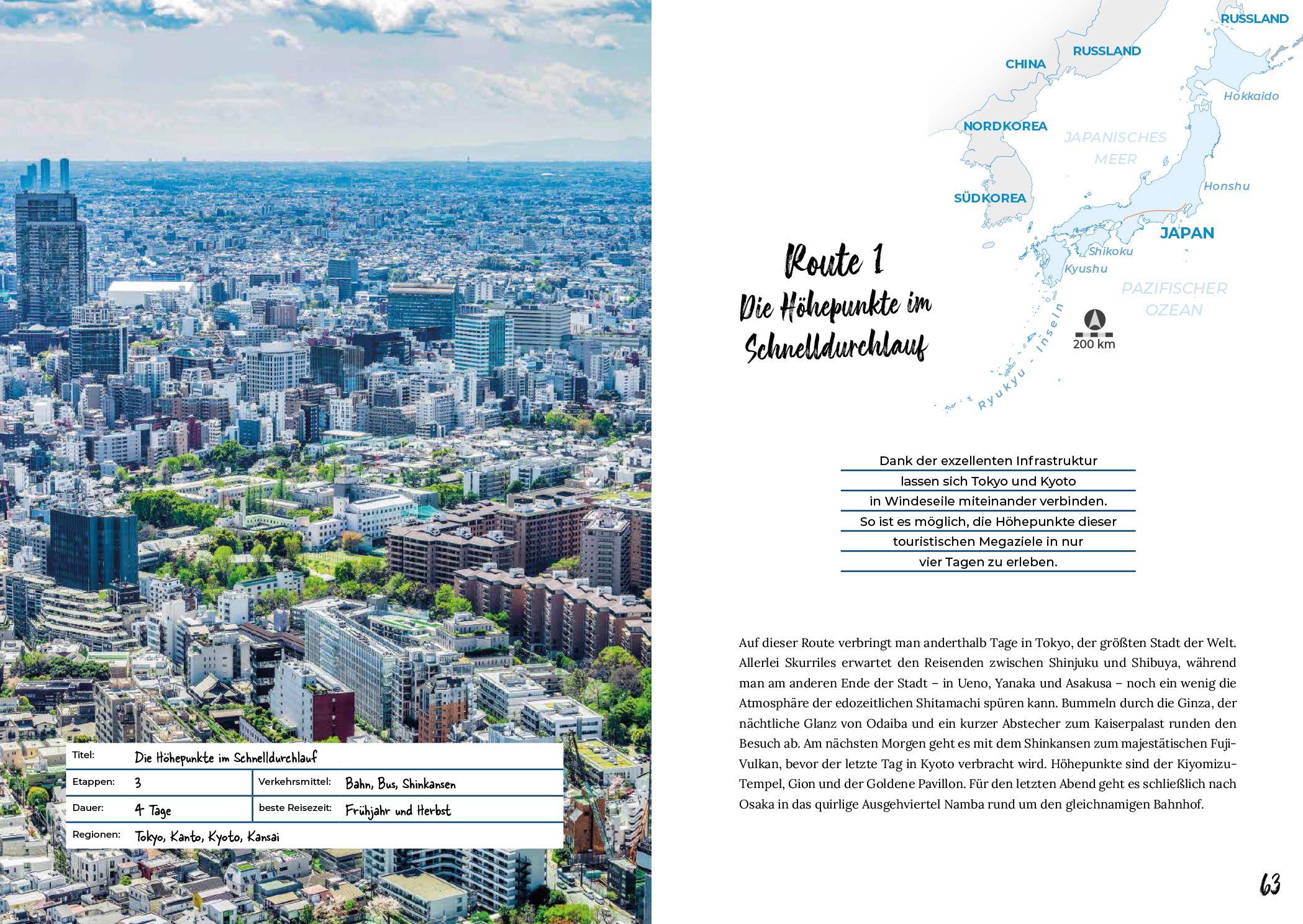 Beispielinhalt (Bild) Reiseführer Japan - Reiserouten, Highlights, Inspiration