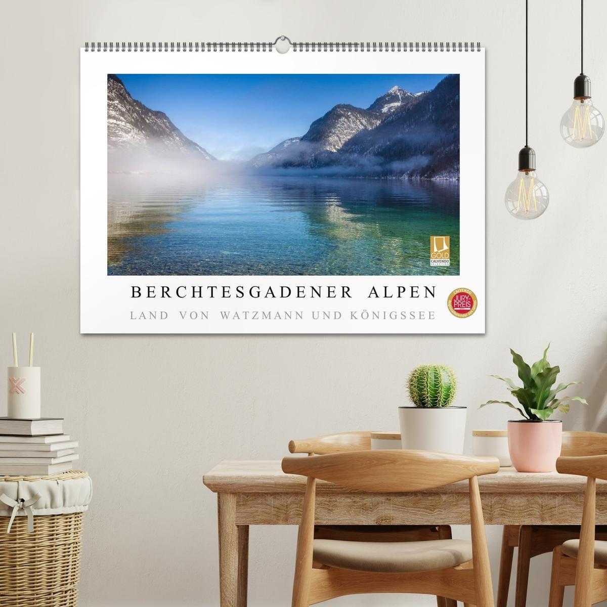 Beispielinhalt (Bild) Berchtesgadener Alpen - Land von Watzmann und Königssee (Wandkalender 2026 DIN A2 quer), CALVENDO Monatskalender