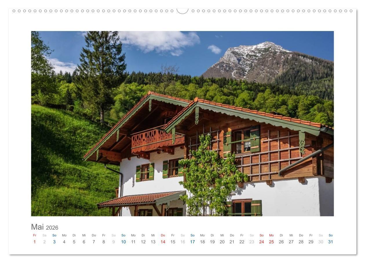 Beispielinhalt (Bild) Berchtesgadener Alpen - Land von Watzmann und Königssee (Wandkalender 2026 DIN A2 quer), CALVENDO Monatskalender