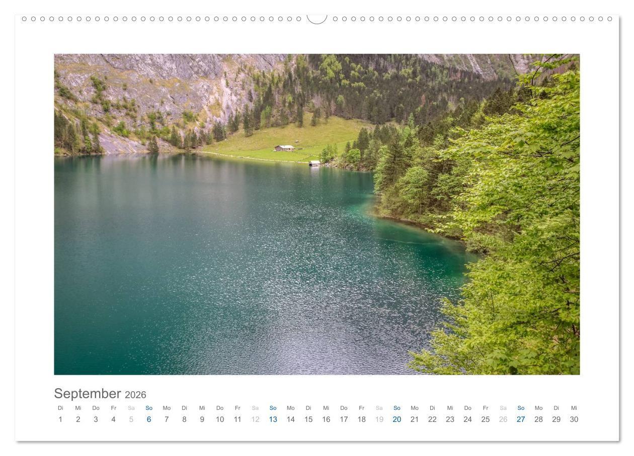 Beispielinhalt (Bild) Berchtesgadener Alpen - Land von Watzmann und Königssee (Wandkalender 2026 DIN A2 quer), CALVENDO Monatskalender