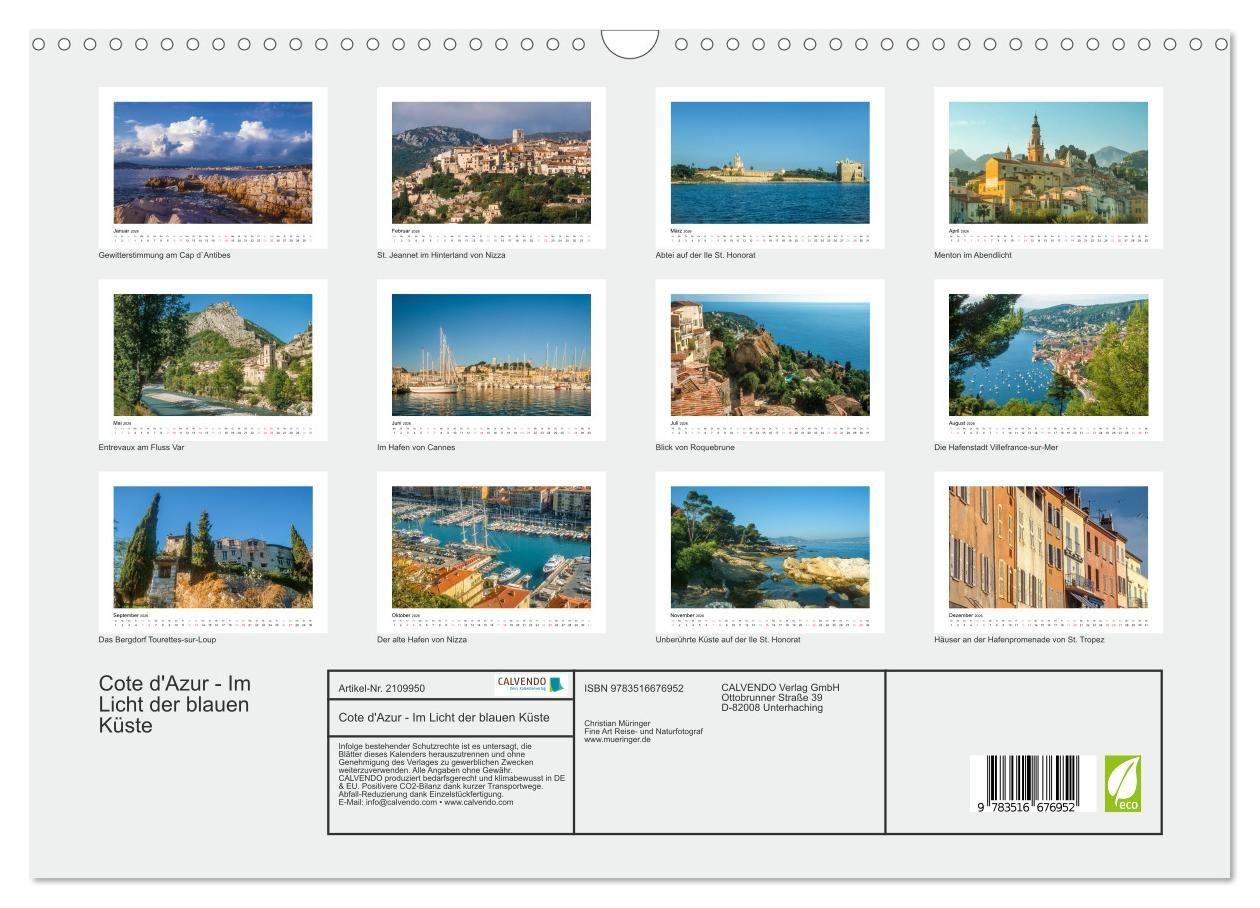 Beispielinhalt (Bild) Cote d'Azur - Im Licht der blauen Küste (Wandkalender 2026 DIN A3 quer), CALVENDO Monatskalender