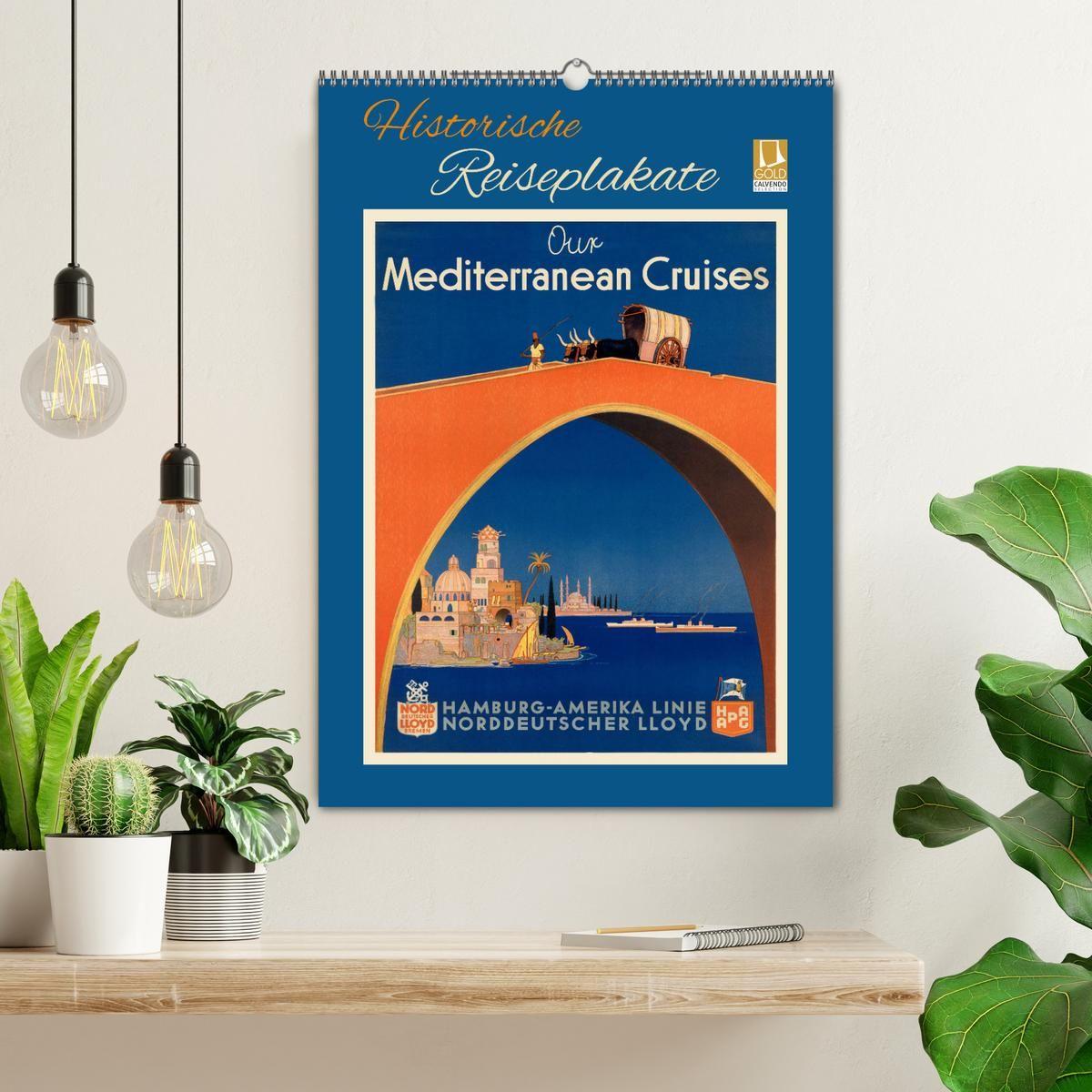 Beispielinhalt (Bild) Historische Reiseplakate (Wandkalender 2026 DIN A2 hoch), CALVENDO Monatskalender