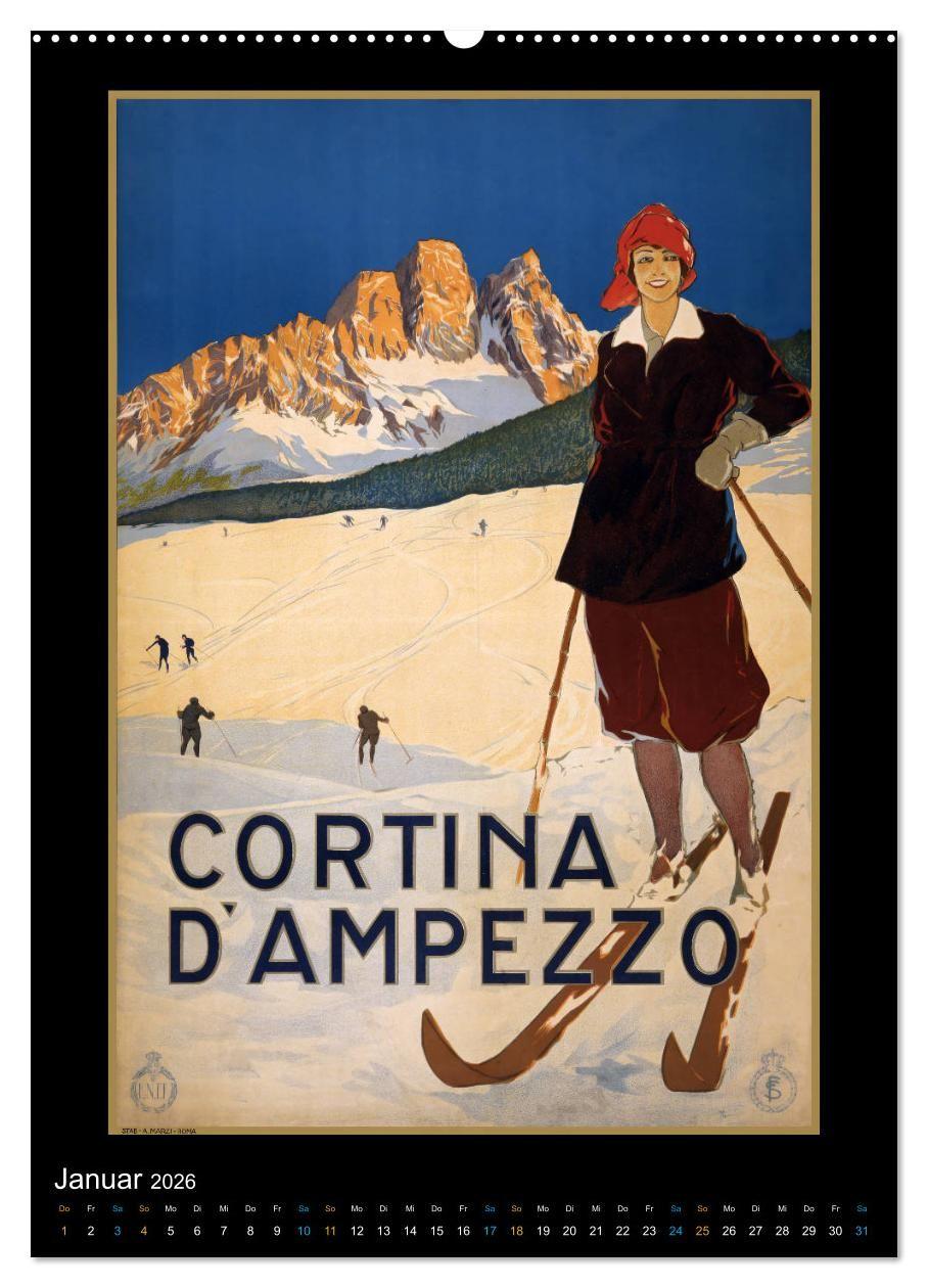 Beispielinhalt (Bild) Historische Reiseplakate (Wandkalender 2026 DIN A2 hoch), CALVENDO Monatskalender