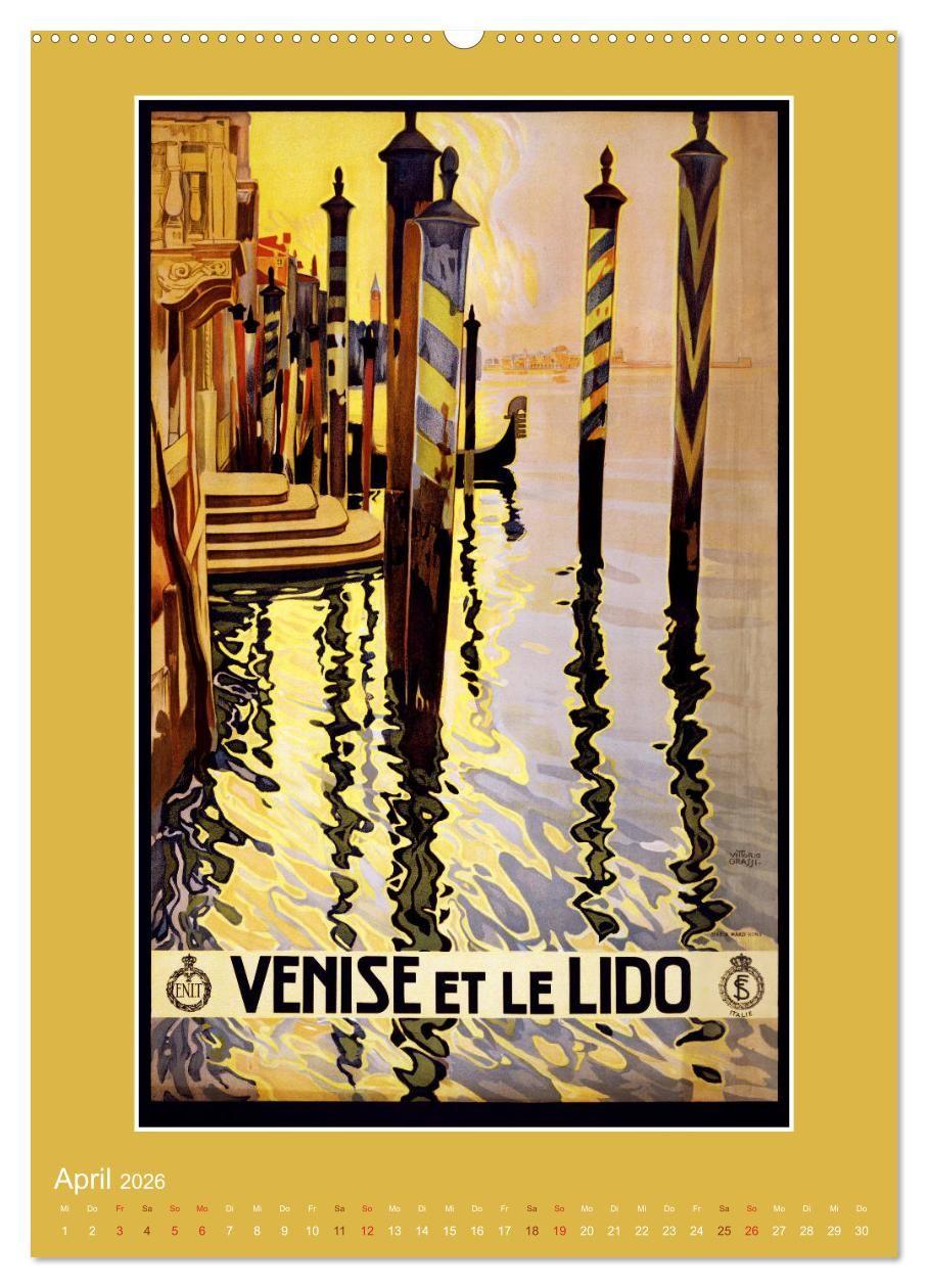 Beispielinhalt (Bild) Historische Reiseplakate (Wandkalender 2026 DIN A2 hoch), CALVENDO Monatskalender