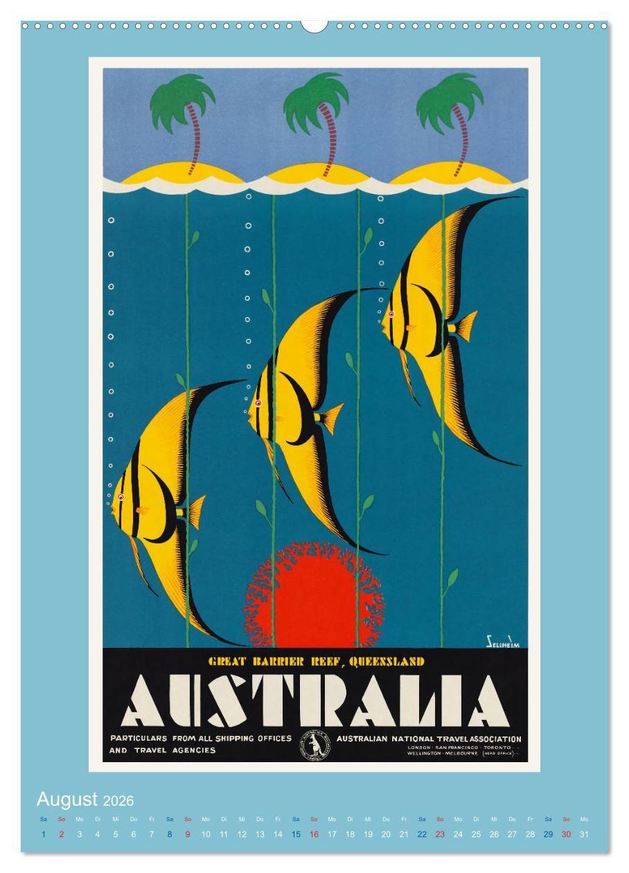 Beispielinhalt (Bild) Historische Reiseplakate (Wandkalender 2026 DIN A2 hoch), CALVENDO Monatskalender