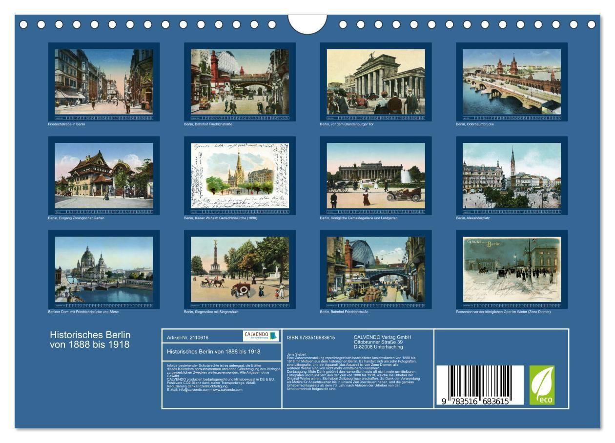 Beispielinhalt (Bild) Historisches Berlin von 1888 bis 1918 (Wandkalender 2026 DIN A4 quer), CALVENDO Monatskalender