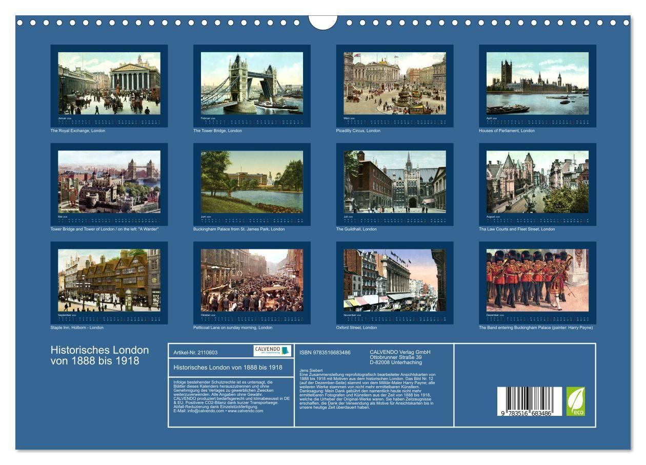 Beispielinhalt (Bild) Historisches London von 1888 bis 1918 (Wandkalender 2026 DIN A3 quer), CALVENDO Monatskalender