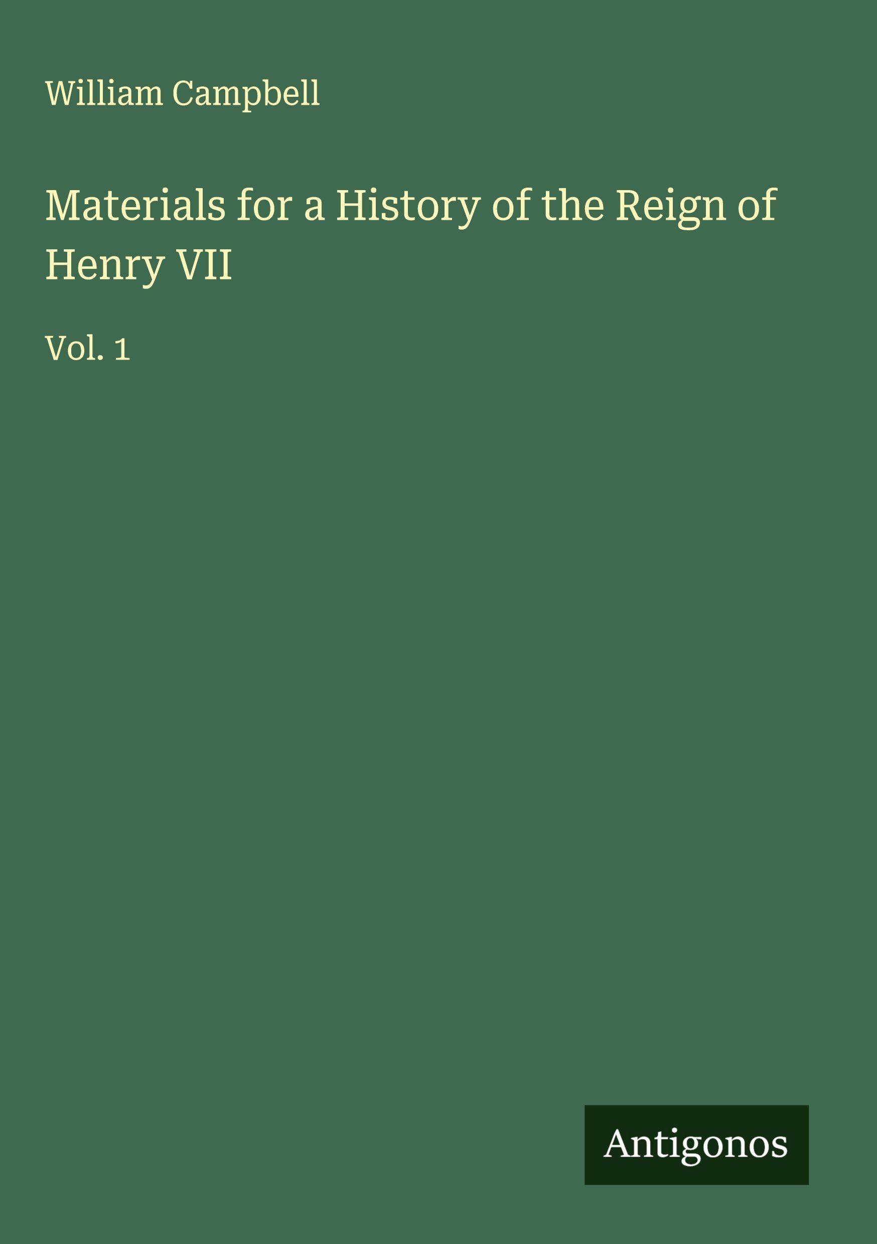 Vorderes Coverbild Materials for a History of the Reign of Henry VII