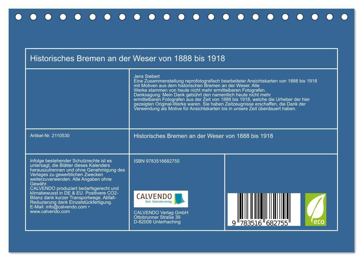 Beispielinhalt (Bild) Historisches Bremen an der Weser von 1888 bis 1918 (Tischkalender 2026 DIN A5 quer), CALVENDO Monatskalender