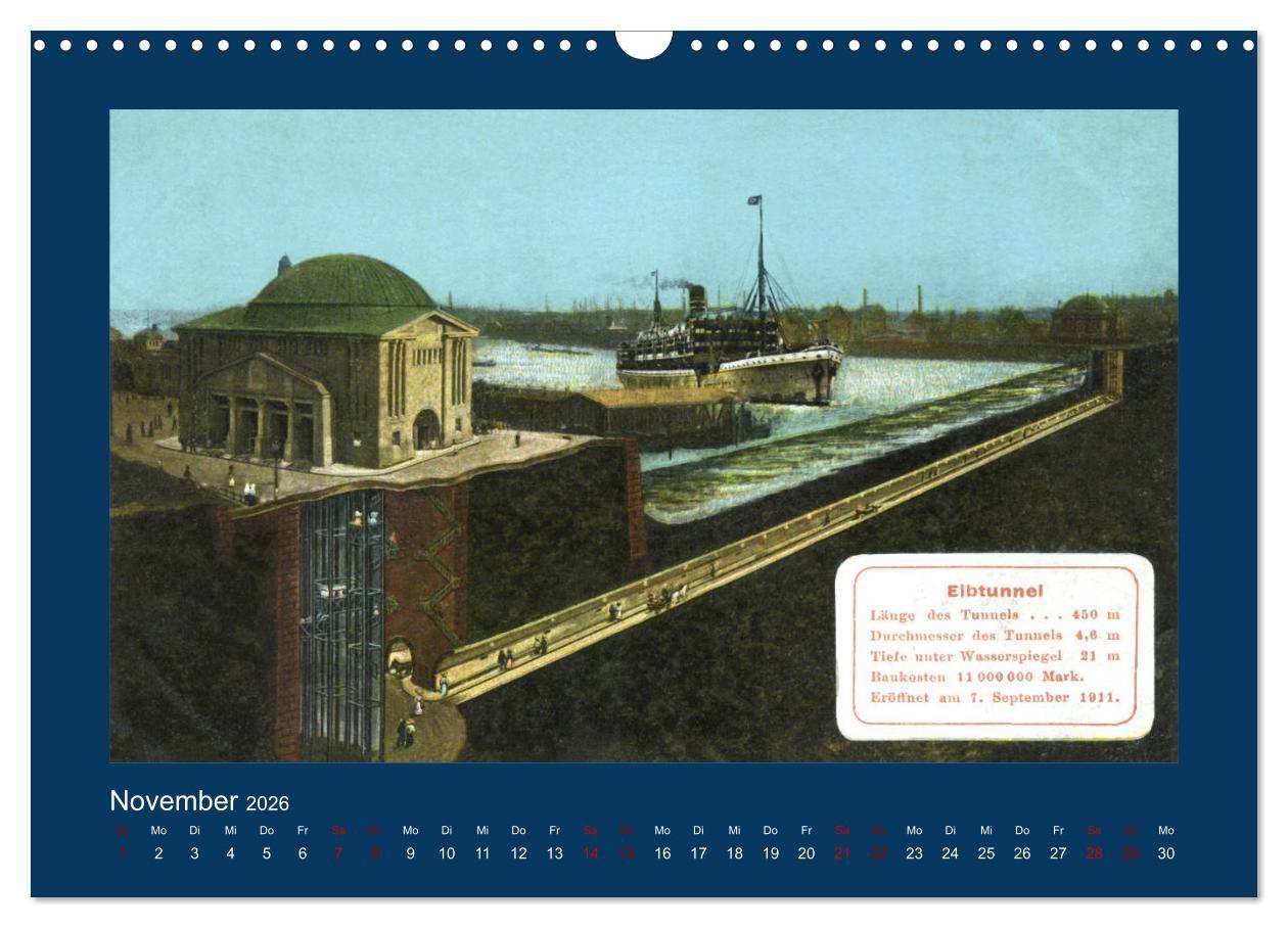Beispielinhalt (Bild) Lebendiges Hamburg von 1888 bis 1918 (Wandkalender 2026 DIN A3 quer), CALVENDO Monatskalender
