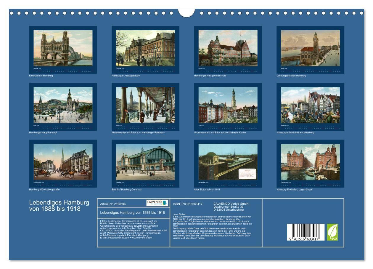 Beispielinhalt (Bild) Lebendiges Hamburg von 1888 bis 1918 (Wandkalender 2026 DIN A3 quer), CALVENDO Monatskalender