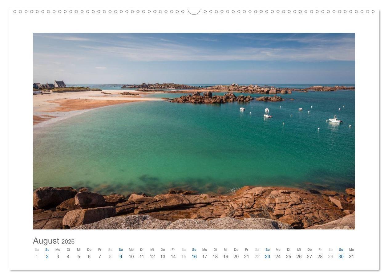 Beispielinhalt (Bild) Bretagne - Zauber der Côte de Granit Rose (Wandkalender 2026 DIN A2 quer), CALVENDO Monatskalender