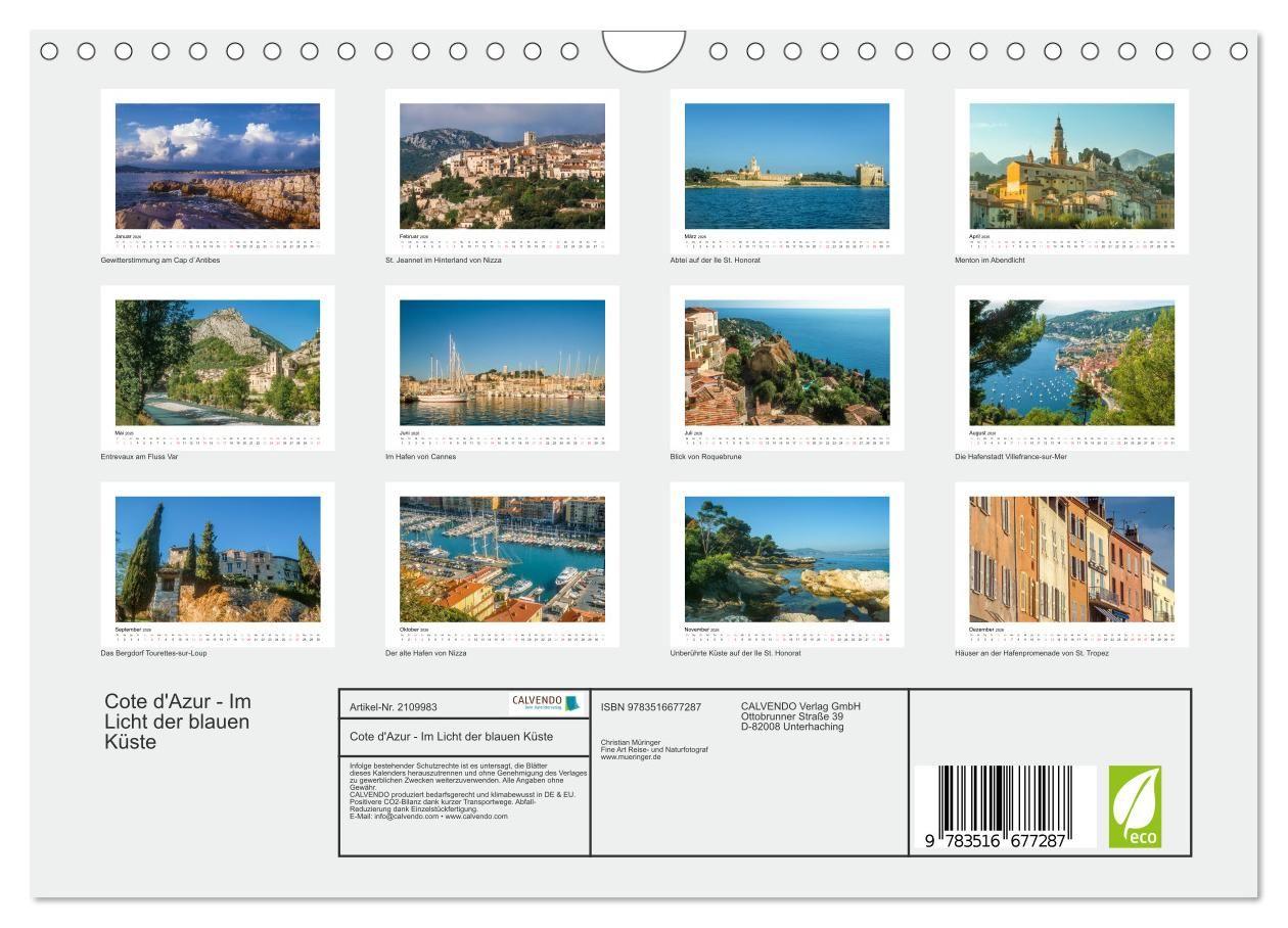 Beispielinhalt (Bild) Cote d'Azur - Im Licht der blauen Küste (Wandkalender 2026 DIN A4 quer), CALVENDO Monatskalender