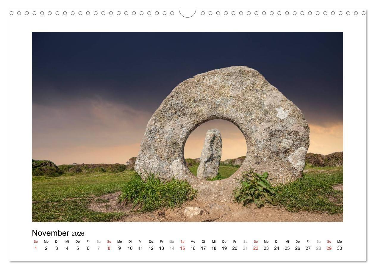 Beispielinhalt (Bild) Cornwall - Land zwischen den Meeren (Wandkalender 2026 DIN A3 quer), CALVENDO Monatskalender