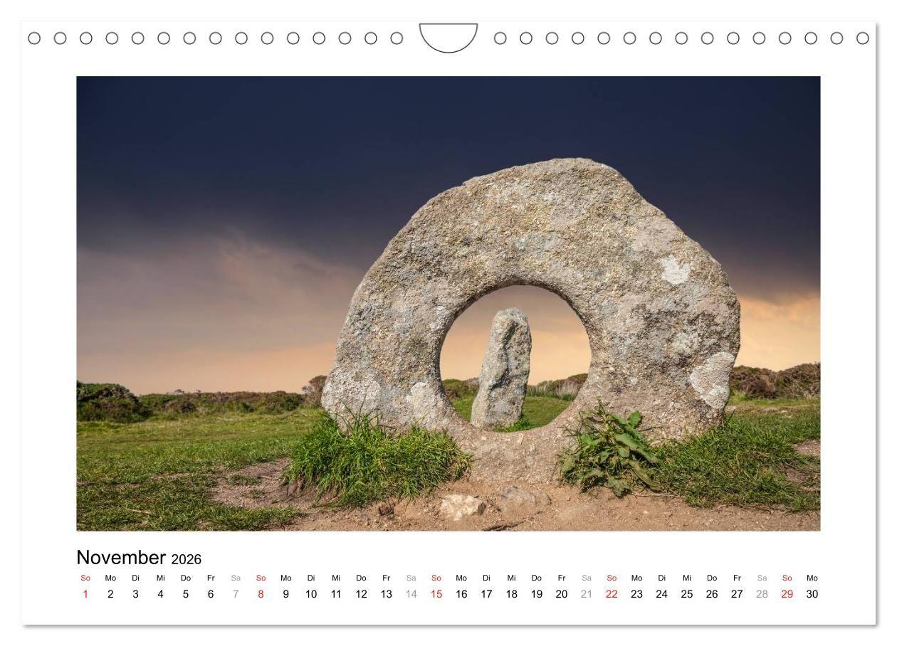 Beispielinhalt (Bild) Cornwall - Land zwischen den Meeren (Wandkalender 2026 DIN A4 quer), CALVENDO Monatskalender