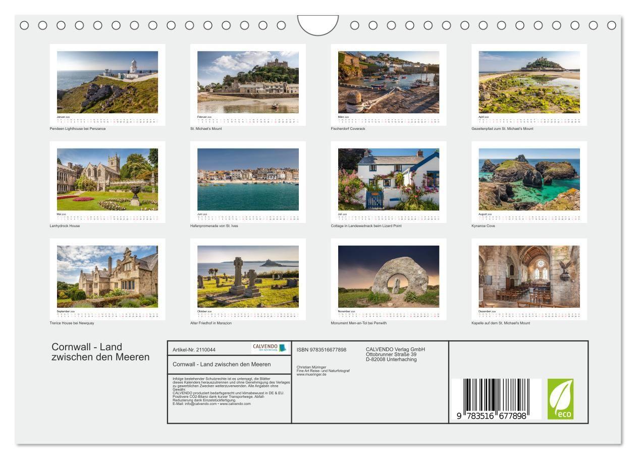 Beispielinhalt (Bild) Cornwall - Land zwischen den Meeren (Wandkalender 2026 DIN A4 quer), CALVENDO Monatskalender