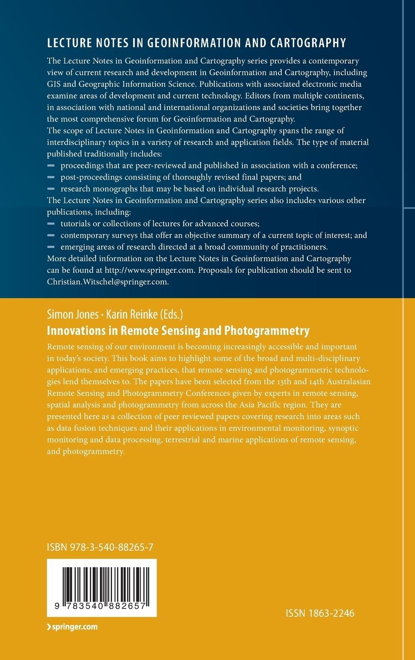 Rückseitencover Innovations in Remote Sensing and Photogrammetry