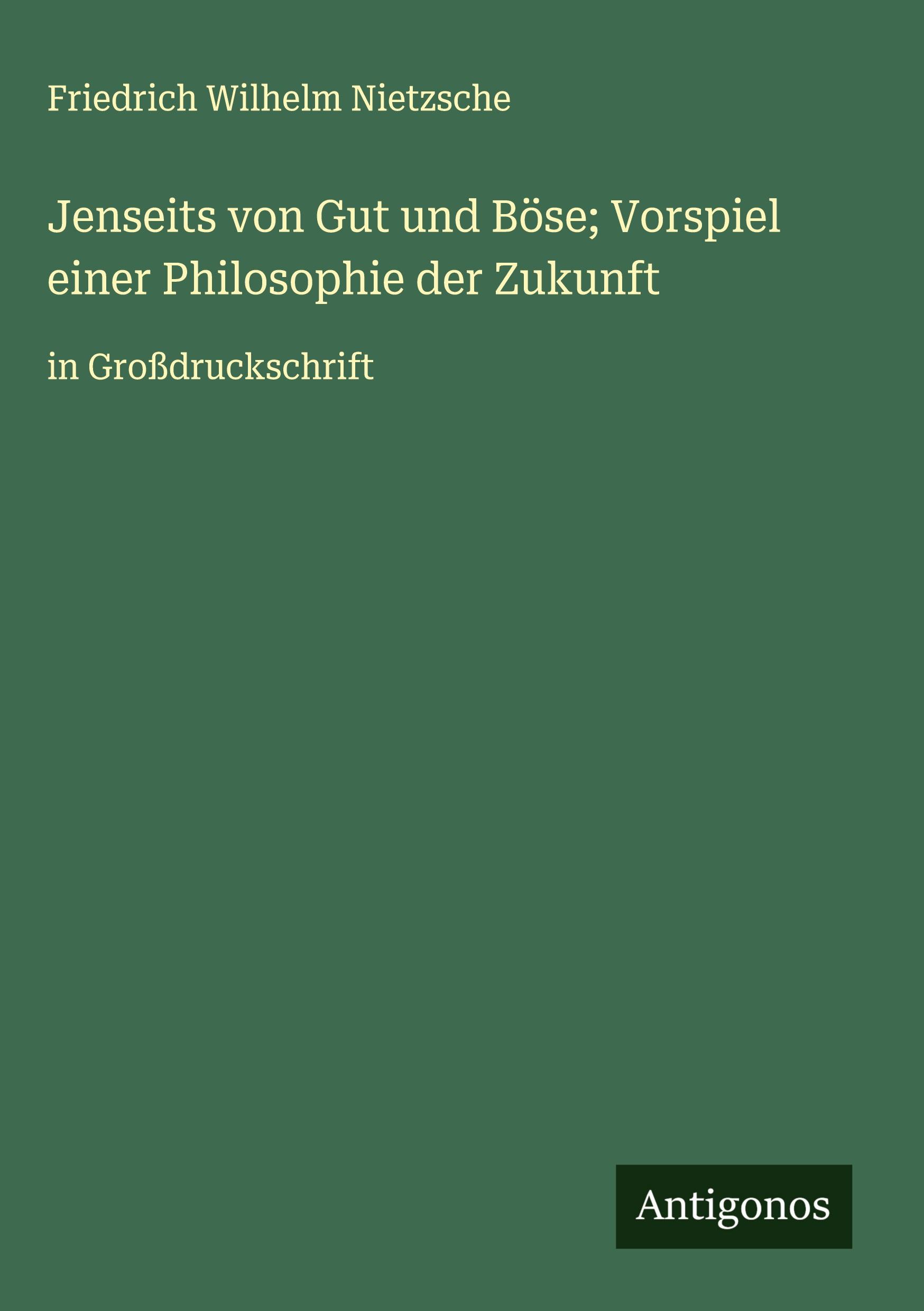 Vorderes Coverbild Jenseits von Gut und Böse; Vorspiel einer Philosophie der Zukunft