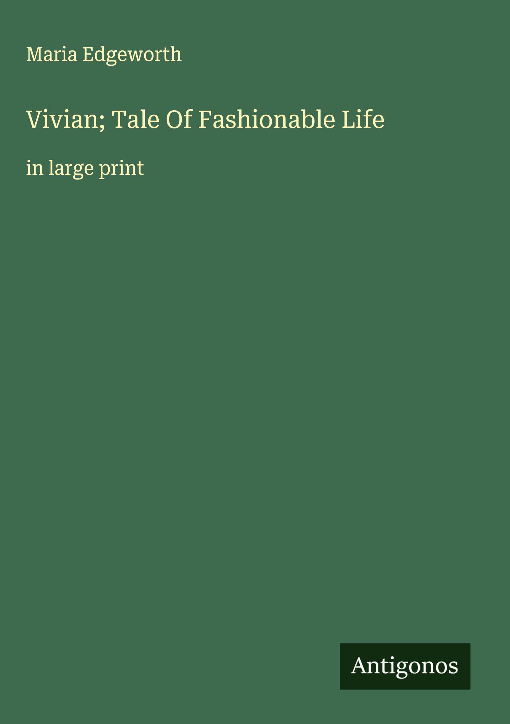 Vorderes Coverbild Vivian; Tale Of Fashionable Life