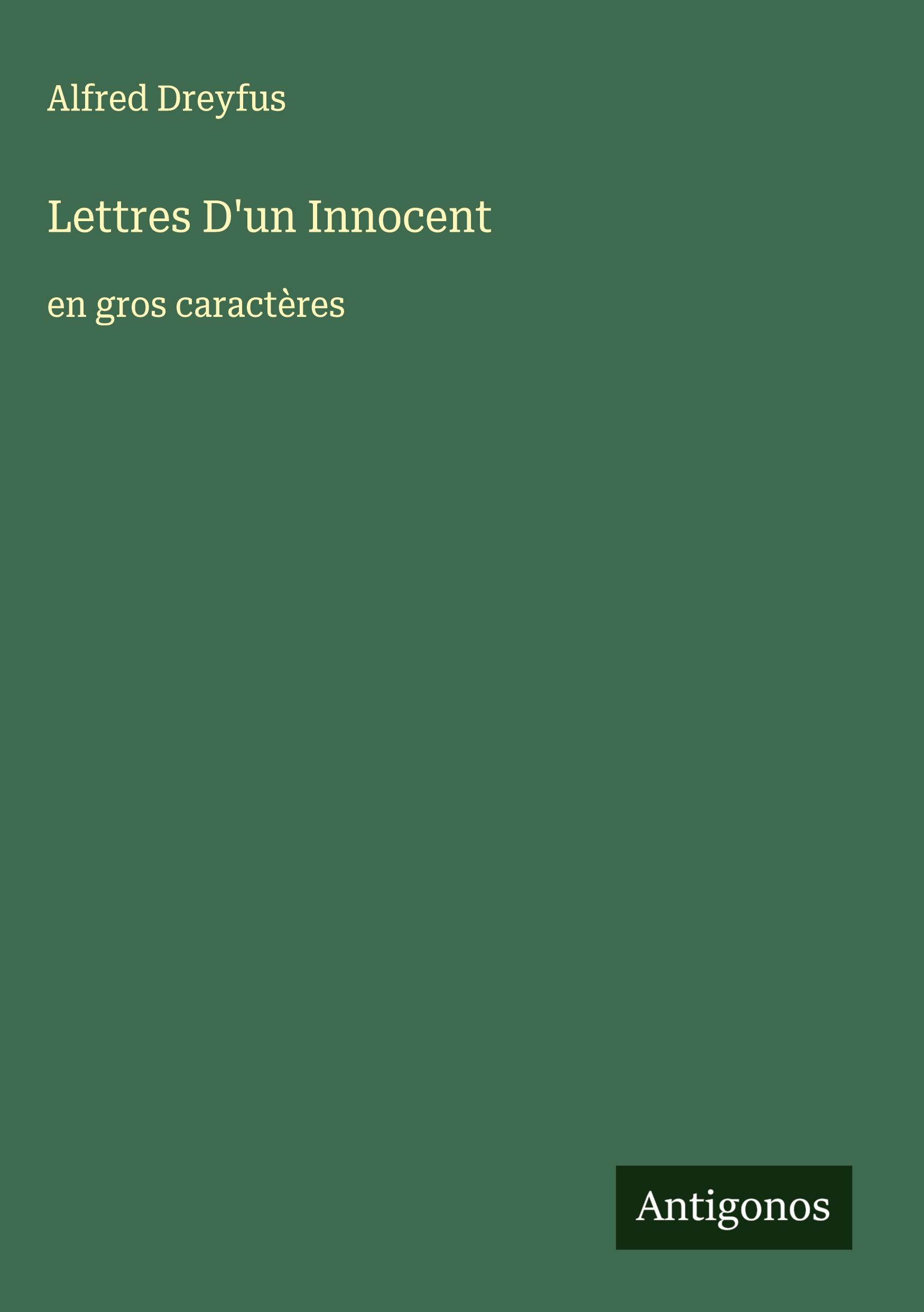 Vorderes Coverbild Lettres D'un Innocent