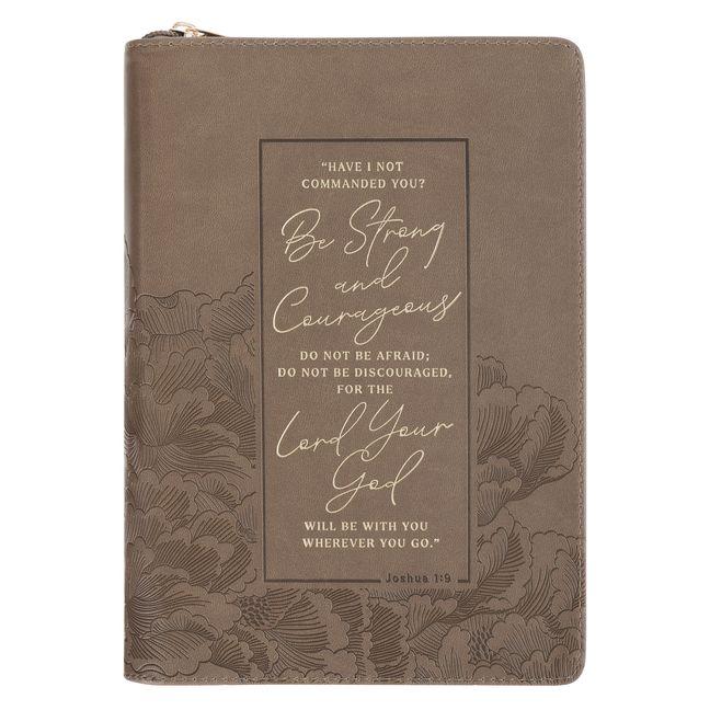 Vorderes Coverbild Journal Classic Zip Brown Strong & Courageous Josh. 1:9