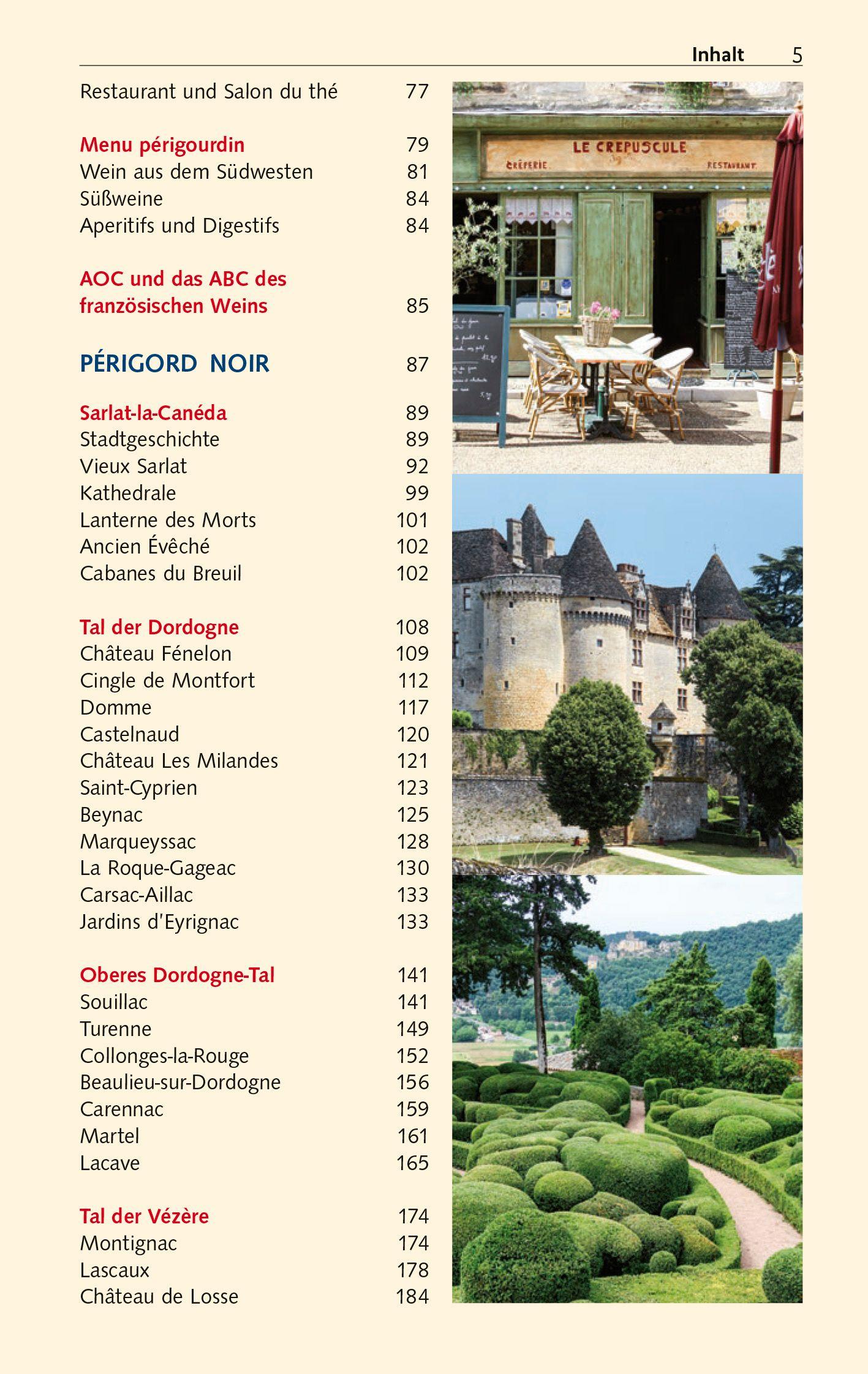 Beispielinhalt (Bild) TRESCHER Reiseführer Périgord