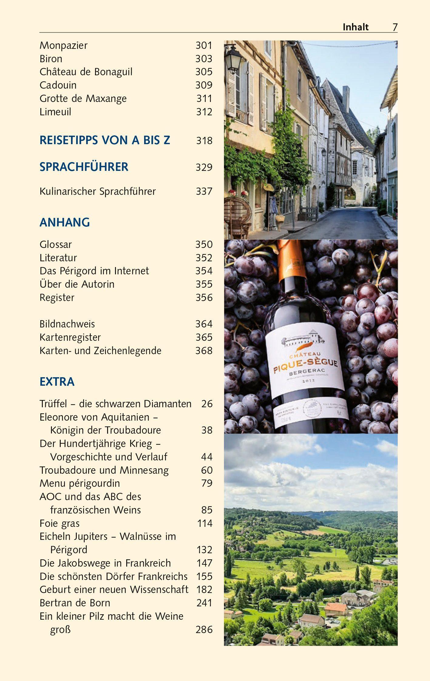 Beispielinhalt (Bild) TRESCHER Reiseführer Périgord
