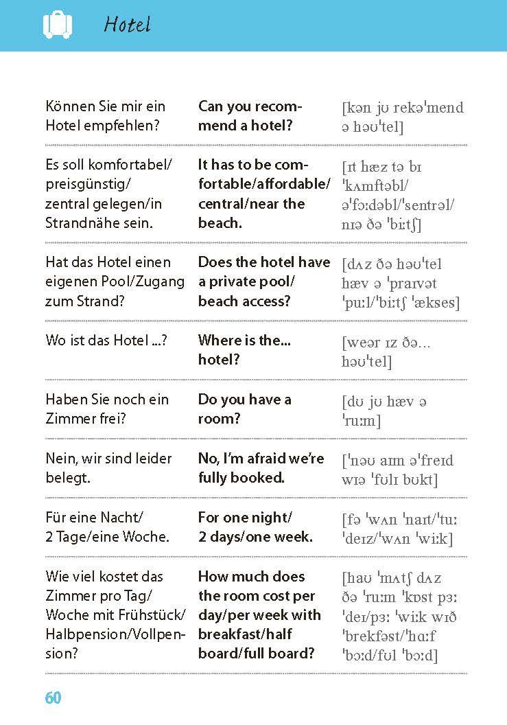 Beispielinhalt (Bild) Sprachführer Englisch für die Reise