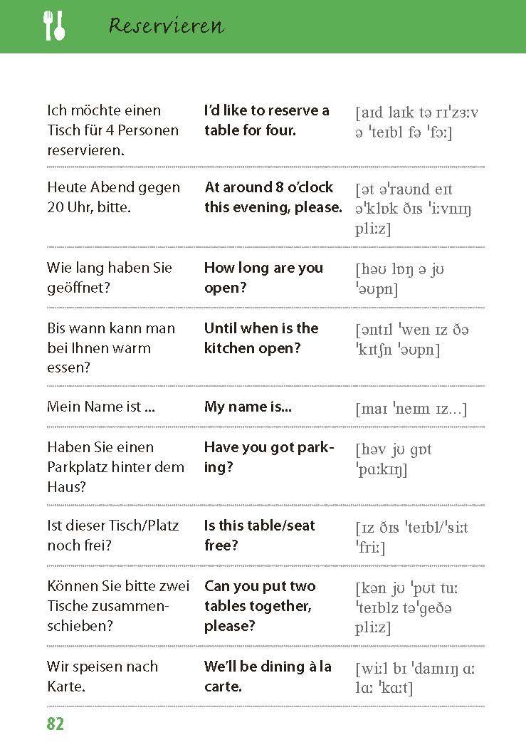 Beispielinhalt (Bild) Sprachführer Englisch für die Reise