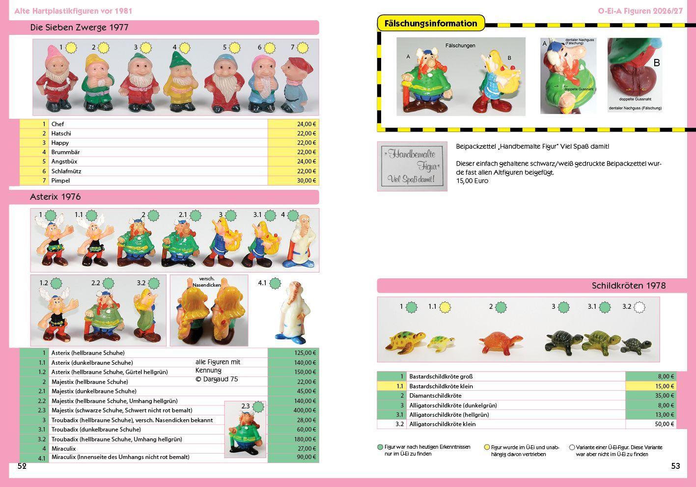 Beispielinhalt (Bild) O-Ei-A Figuren 2026/27 - Der Preisführer für Figuren aus dem Überraschungsei!