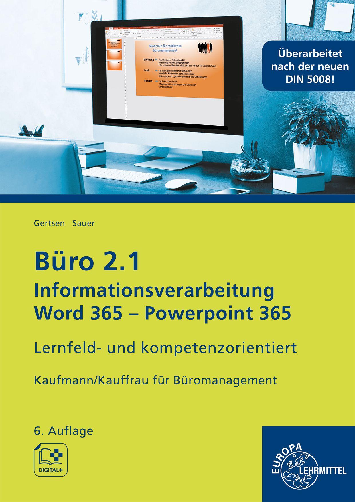 Vorderes Coverbild Büro 2.1, Informationsverarbeitung Word 365, PP 365
