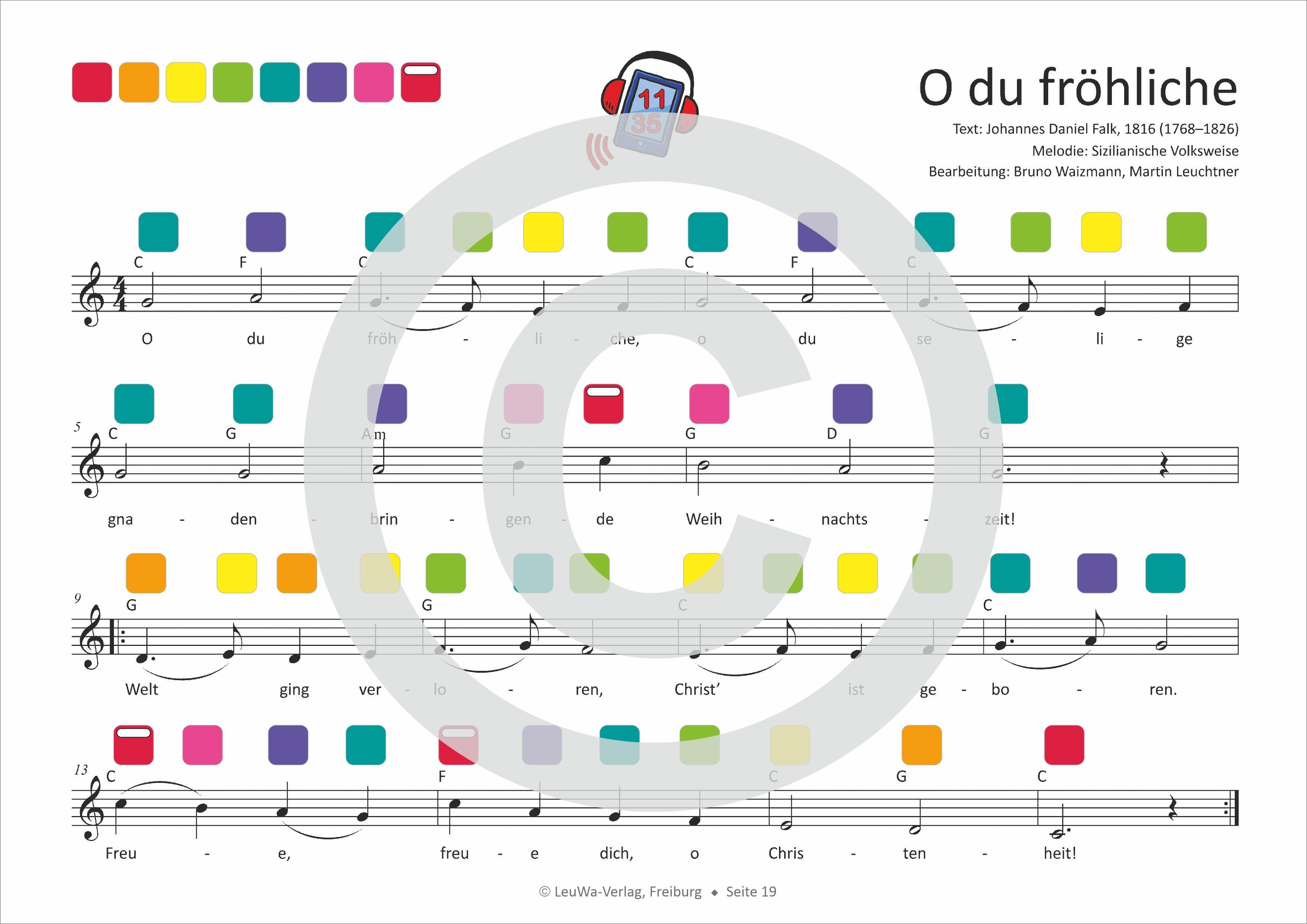 Beispielinhalt (Bild) Einfacher!-Geht-Nicht: 24 Weihnachtslieder für die RAINBOW Instrumente (+Play-Along-Streaming) | LeuWa