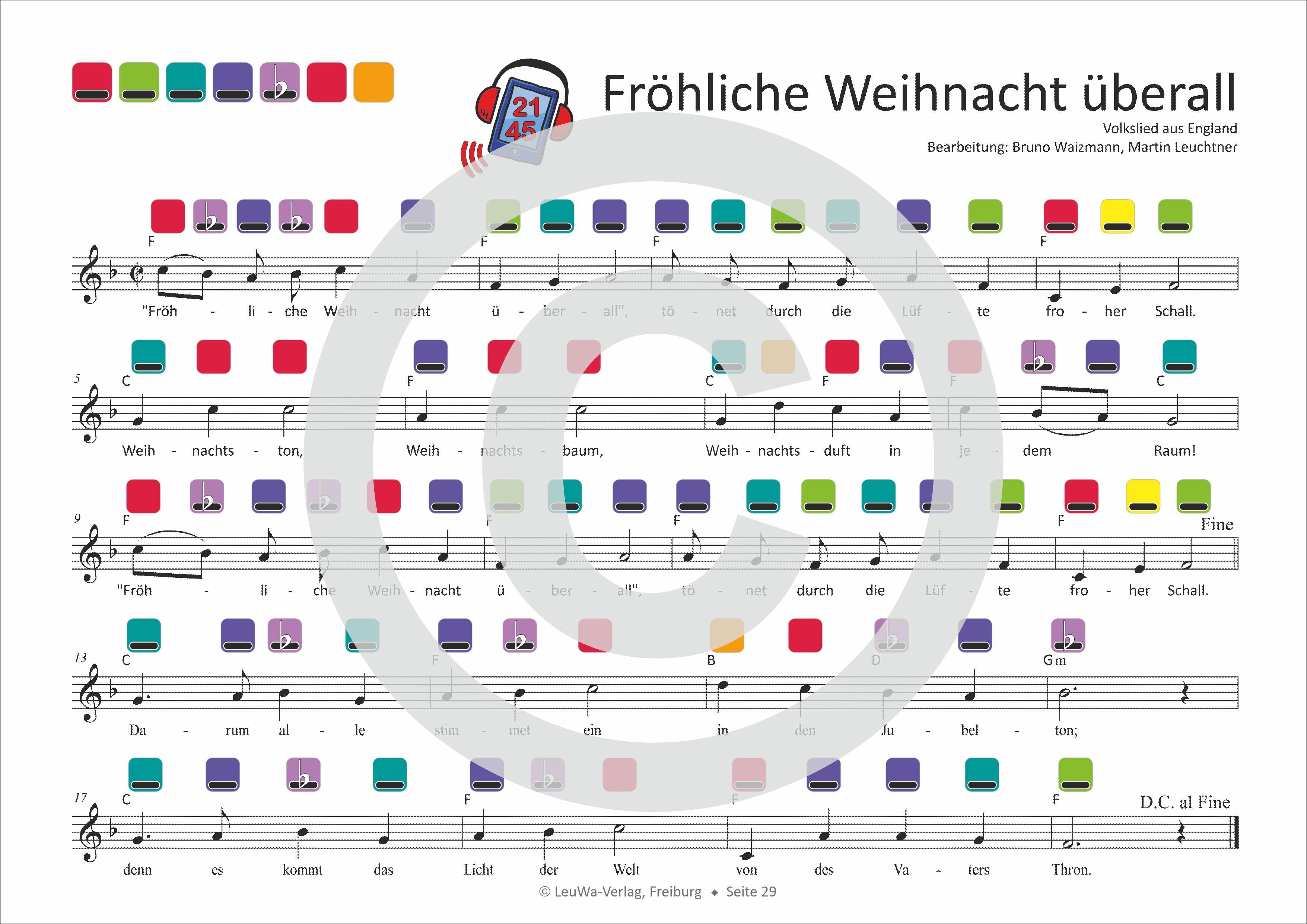 Beispielinhalt (Bild) Einfacher!-Geht-Nicht: 24 Weihnachtslieder für die RAINBOW Instrumente (+Play-Along-Streaming) | LeuWa