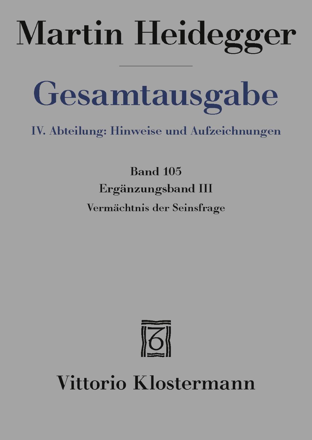 Vorderes Coverbild Vermächtnis der Seinsfrage