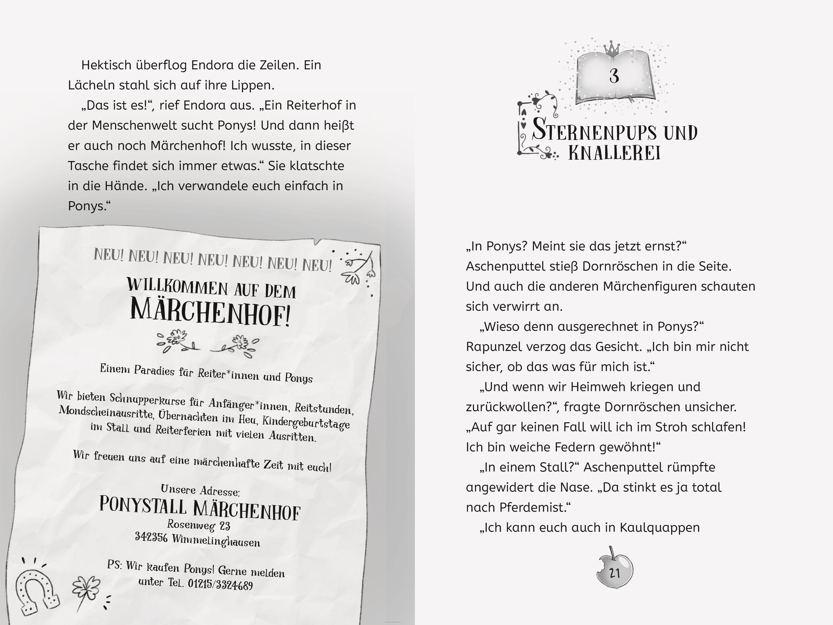 Beispielinhalt (Bild) Die Märchenponys, Band 1 - Schneewittchen hat jetzt vier Hufe