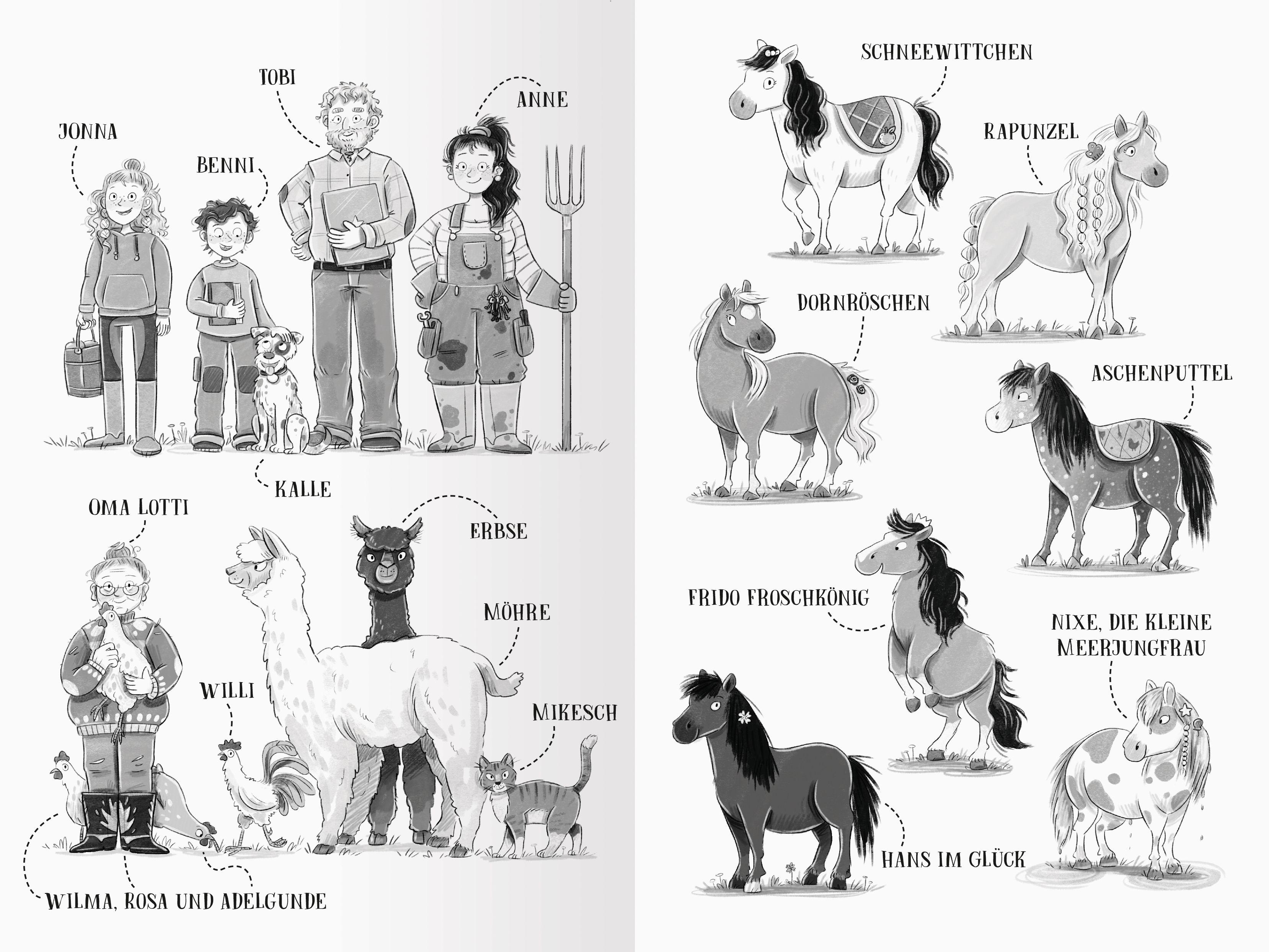 Beispielinhalt (Bild) Die Märchenponys, Band 1 - Schneewittchen hat jetzt vier Hufe
