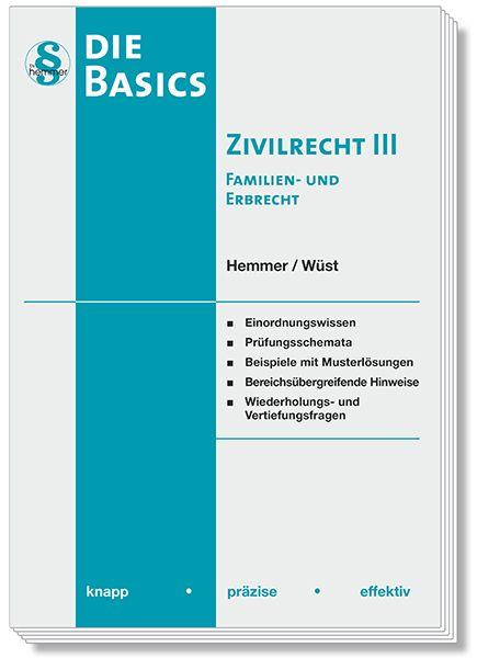 Vorderes Coverbild Die Basics Zivilrecht III -Familien- und Erbrecht