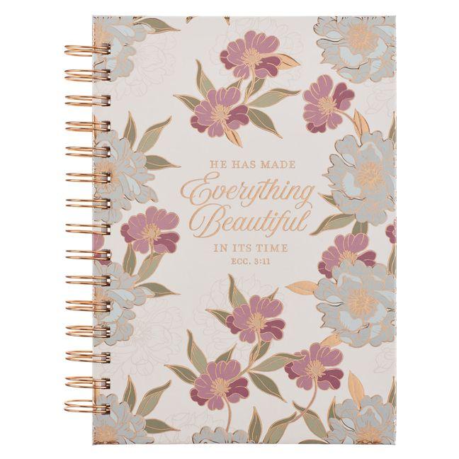 Vorderes Coverbild Journal Spiral-Bound White Floral Everything Beautiful Ecc. 3:11
