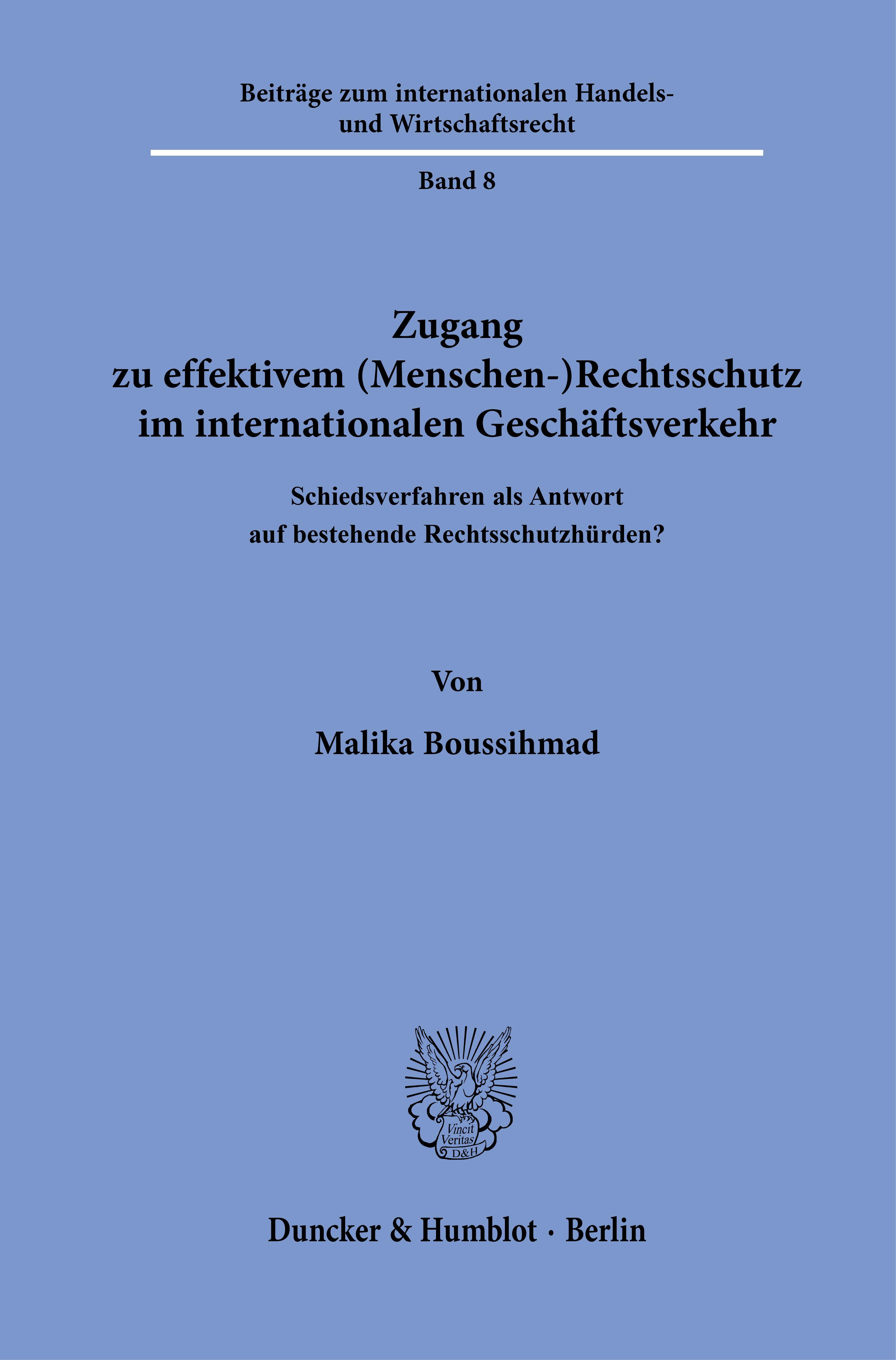 Vorderes Coverbild Zugang zu effektivem (Menschen-)Rechtsschutz im internationalen Geschäftsverkehr