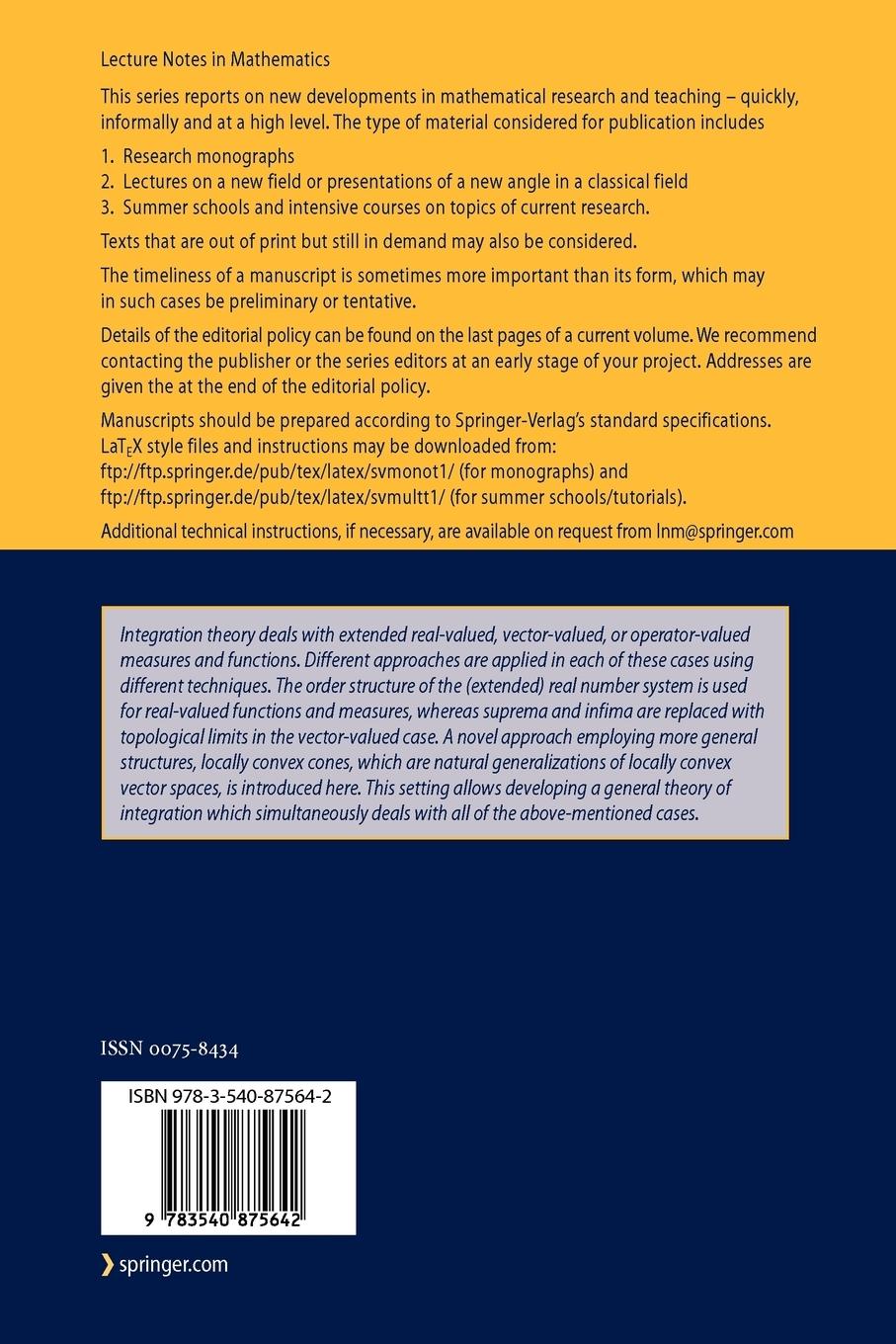 Rückseitencover Operator-Valued Measures and Integrals for Cone-Valued Functions