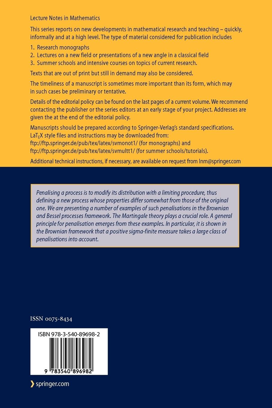 Rückseitencover Penalising Brownian Paths